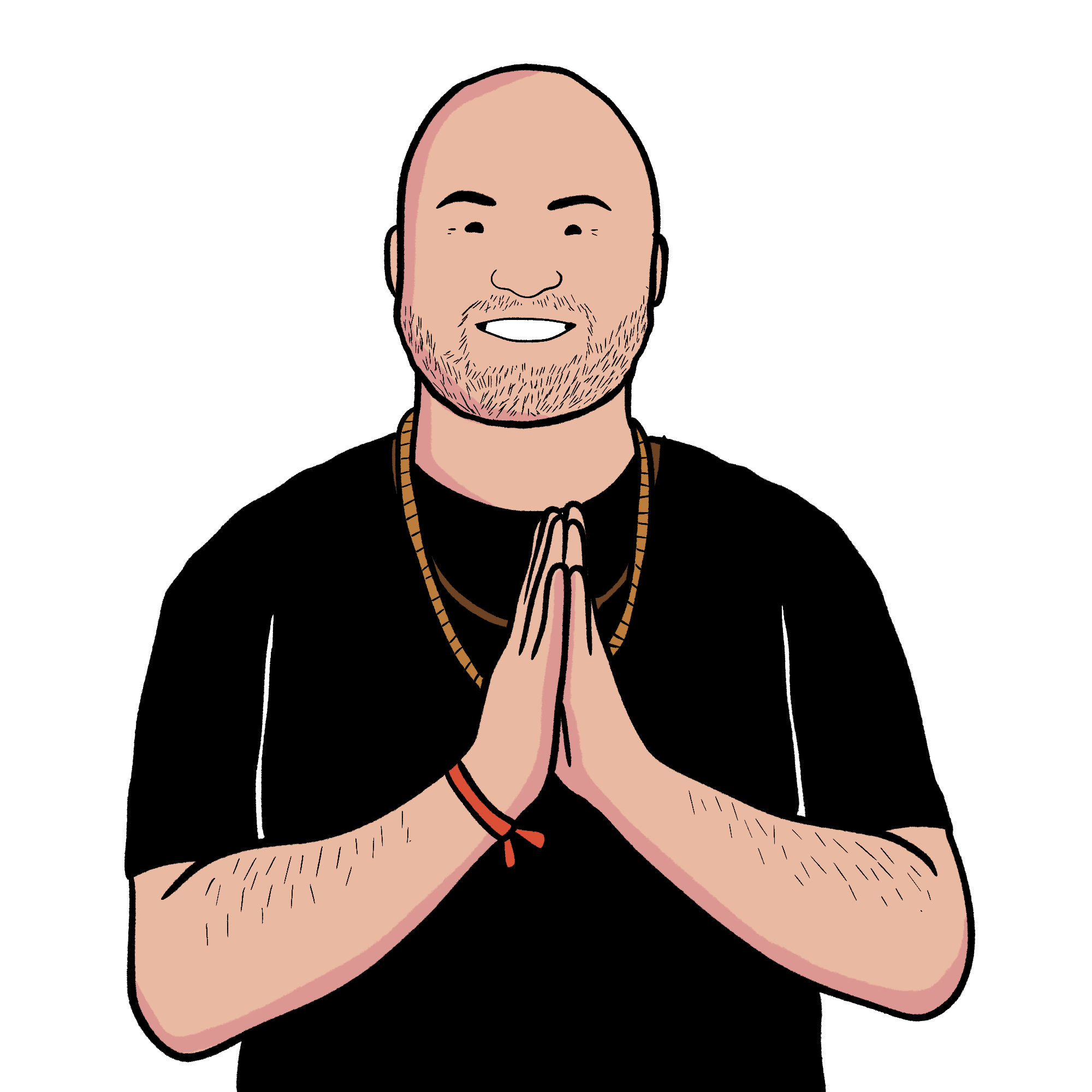 illustration of Steve Perkins making a traditional Indian greeting gesture