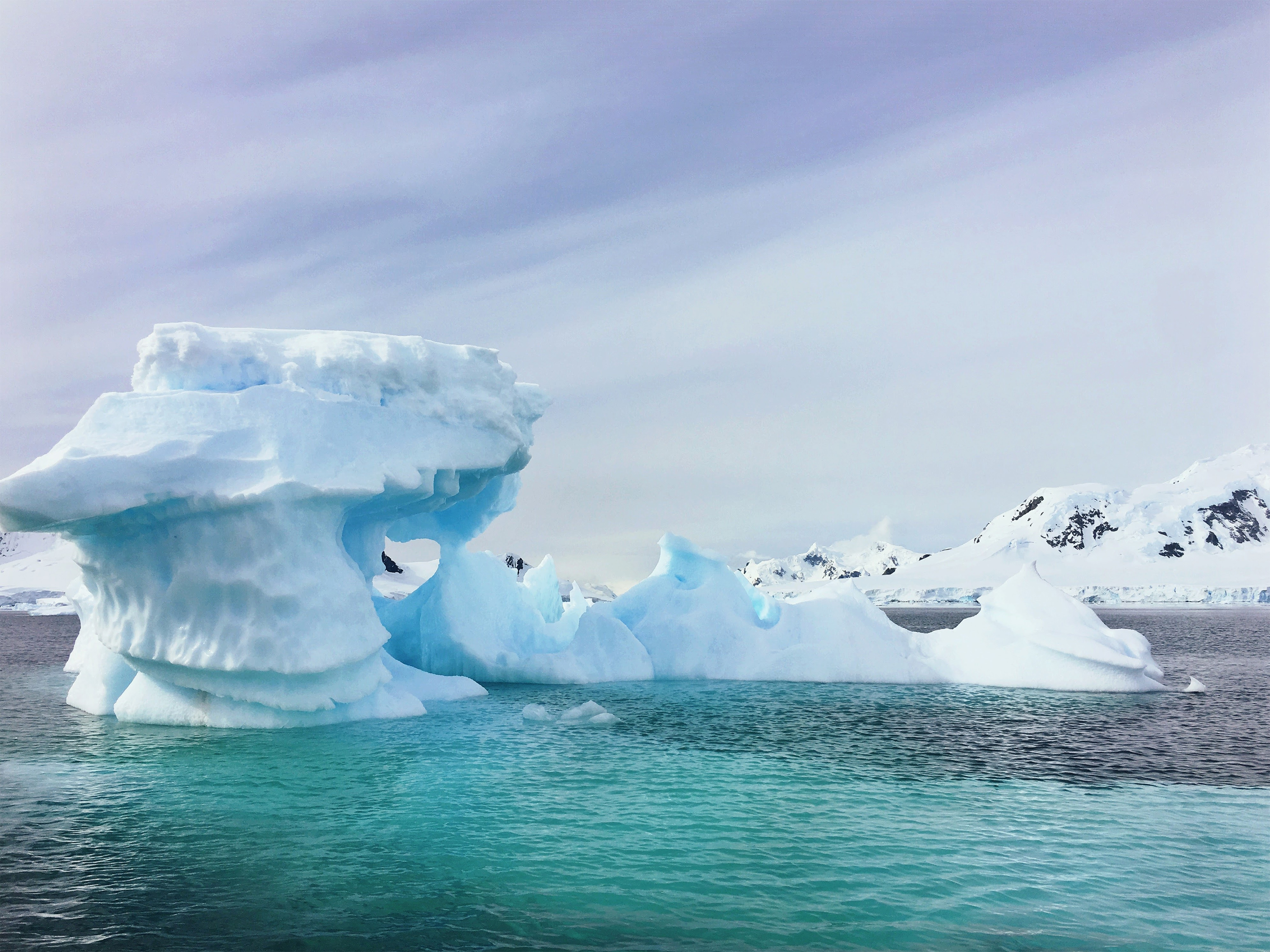 ice and blue waters in the South Pole