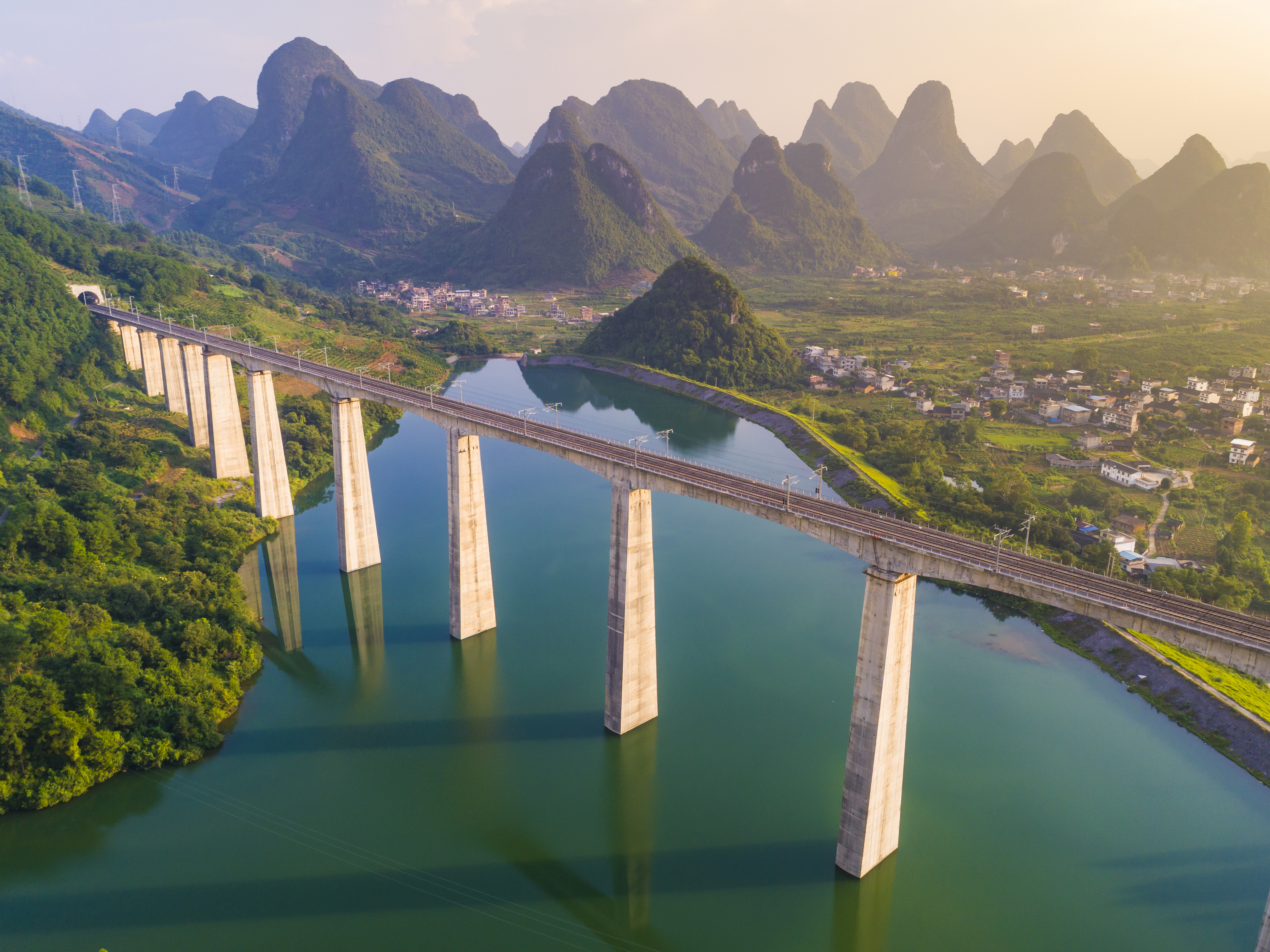 High-speed rail through the karst landform in China