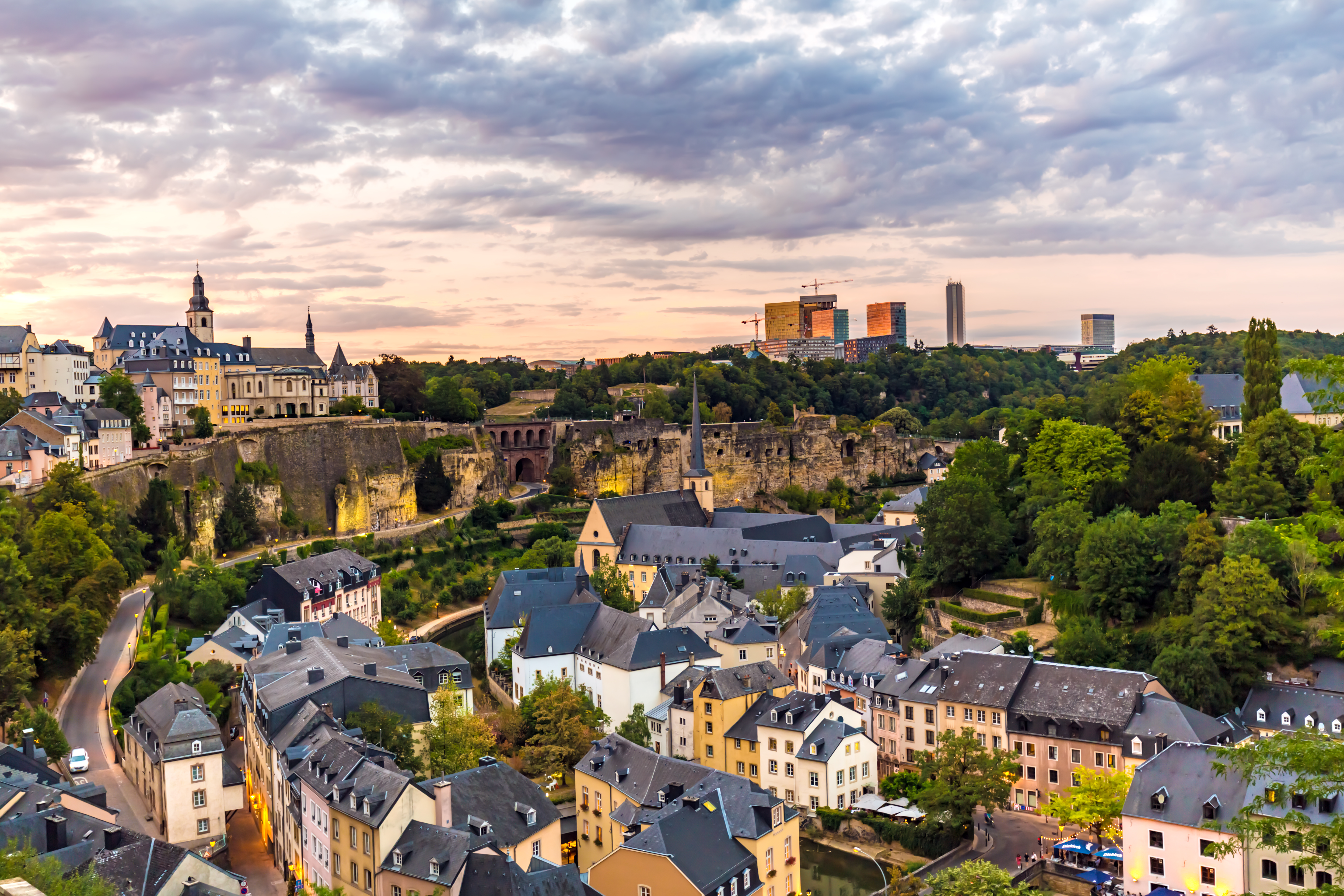 Luxembourg Kirchberg at sunset