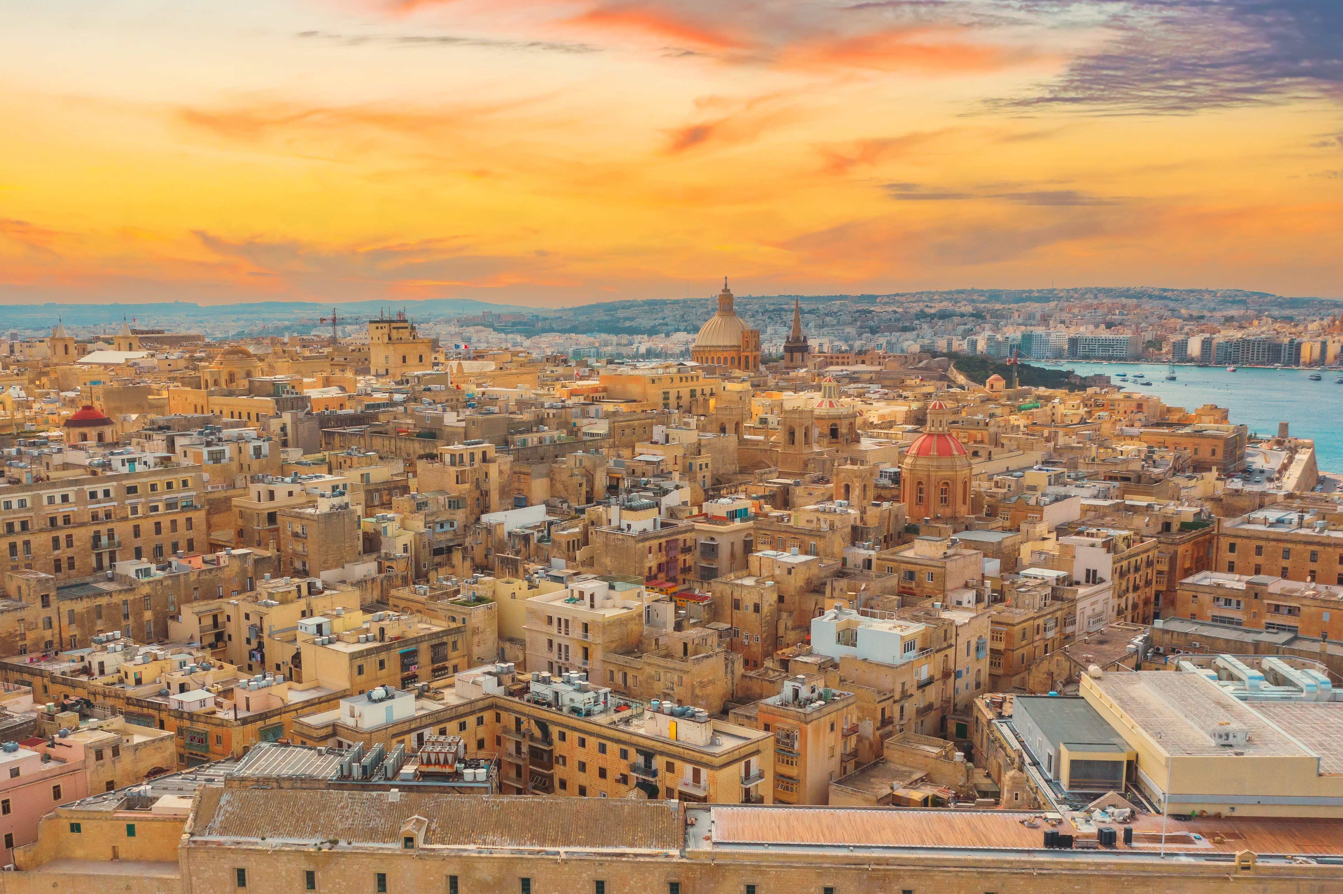 Looking from Upper Barrakka gardens across Valletta, Malta
