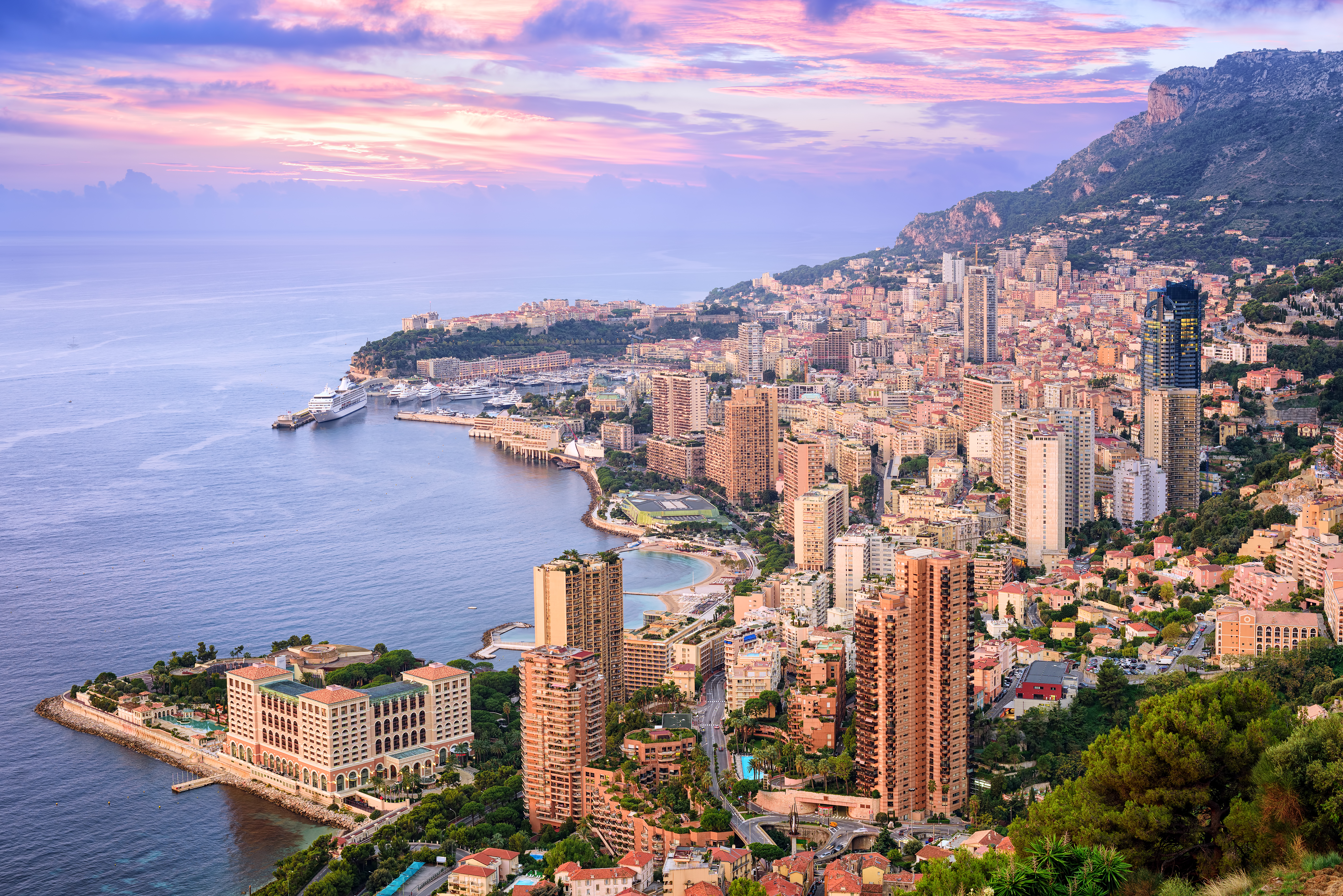 The city of Monte Carlo in Monaco on the Mediterranean Sea