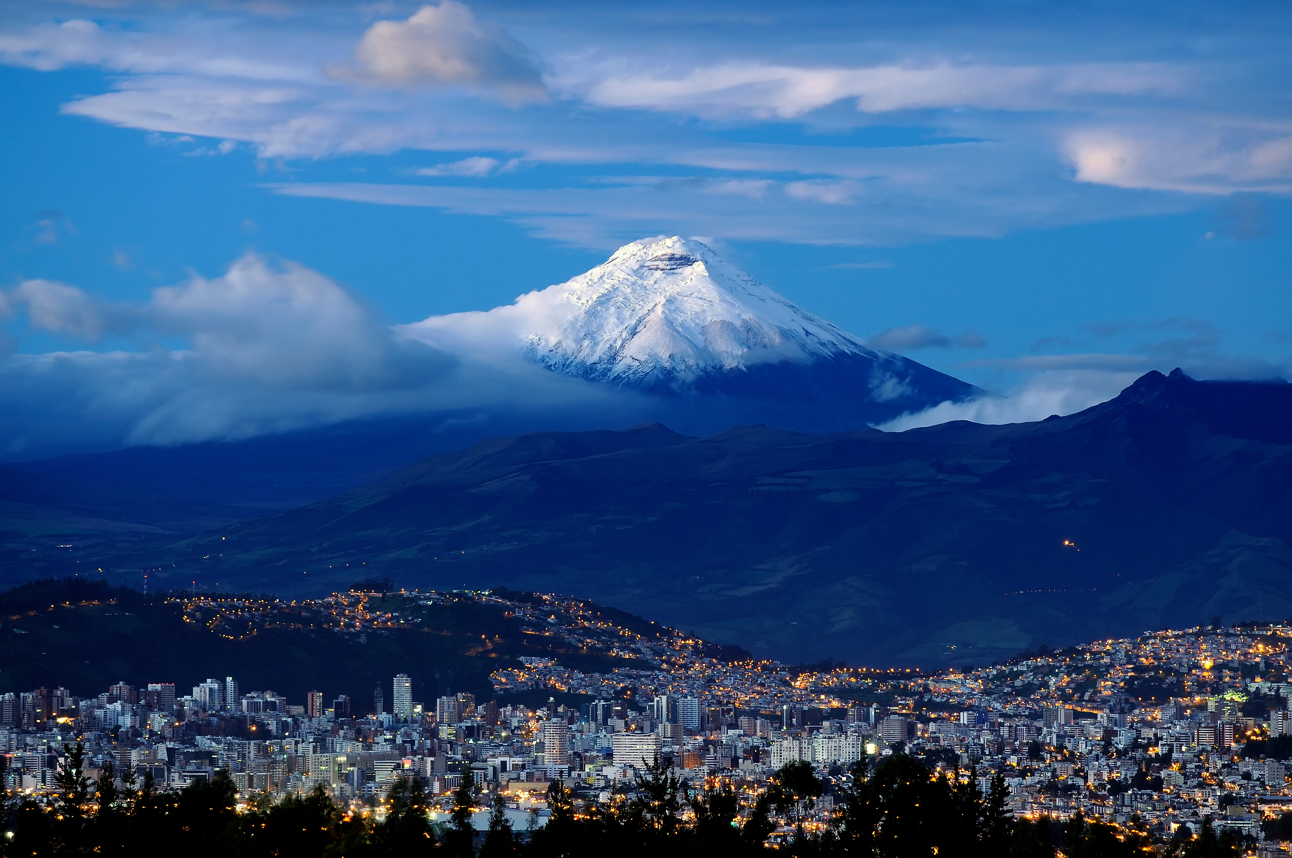 Quito, Ecuador view of cotopaxi volcano overlooking Quito