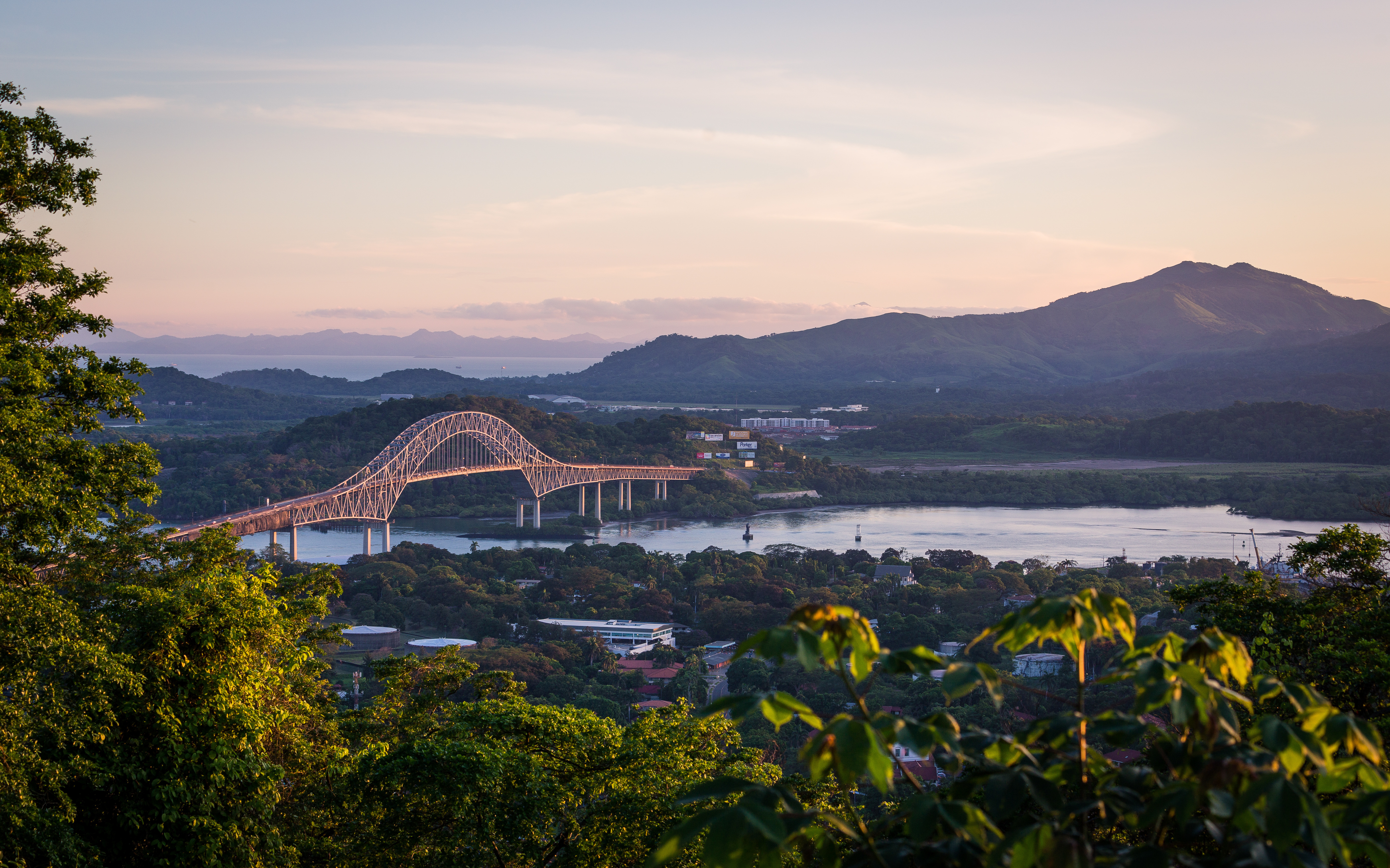 Panama Canal, Panama a bridge passes over the Panama Canal, connecting the forests on either end and two continents to each other