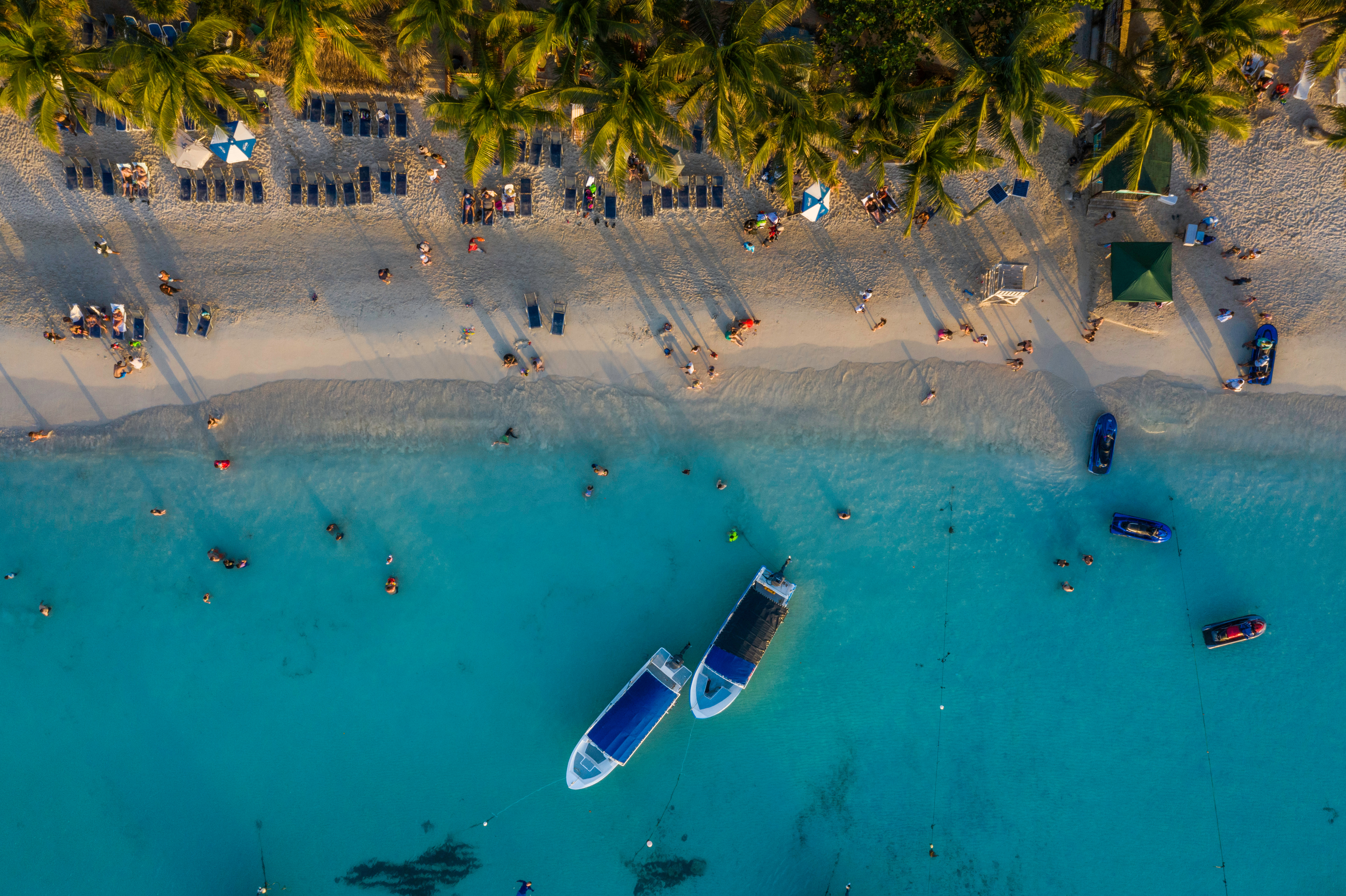 Roatan, Honduras aerial view of a beach on Roatan in Honduras