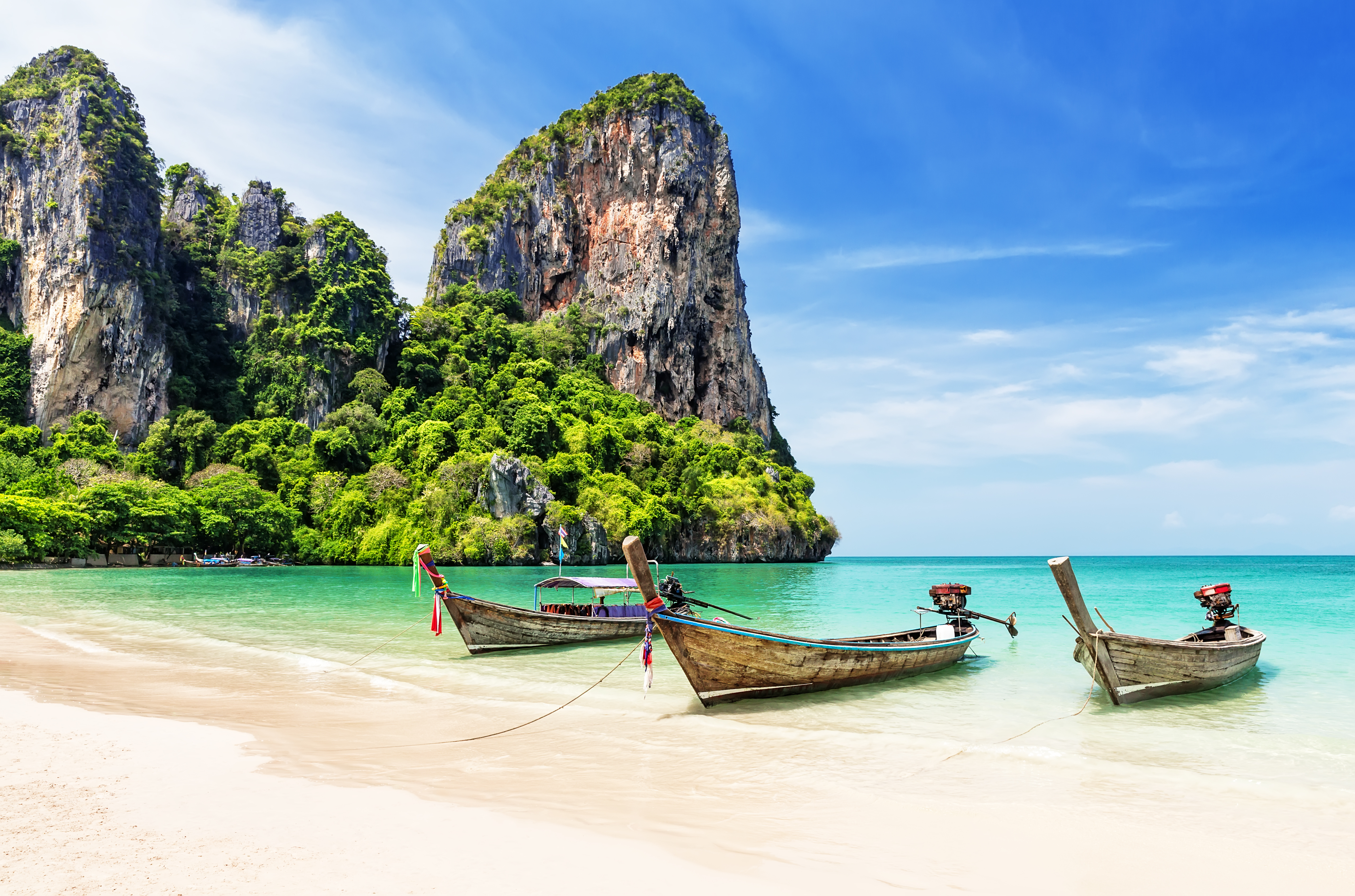 Thai traditional wooden longtail boat