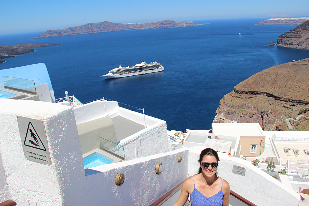 View of Mediterranean Sea from Santorini, Greece