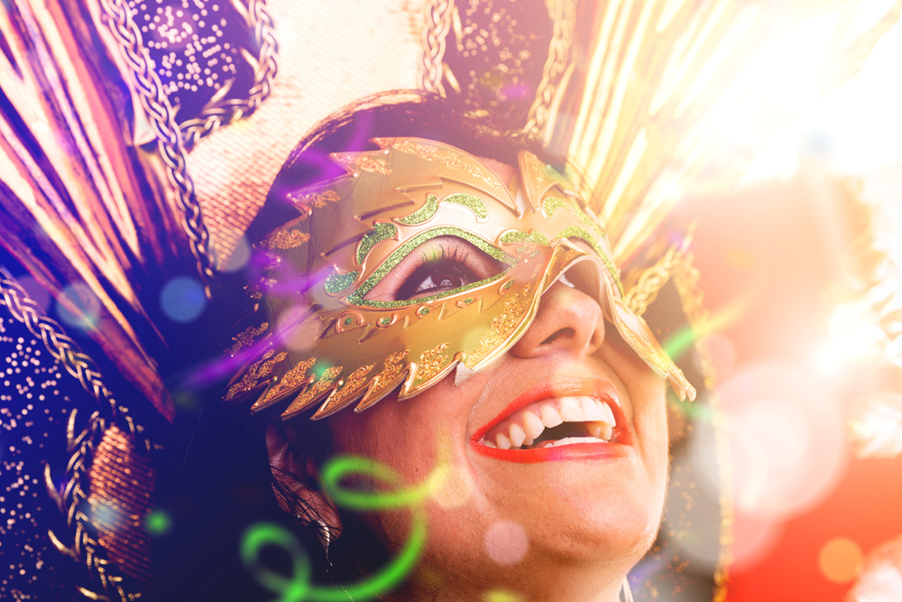 Brunette Brazilian wearing Carnival costume, Brazil