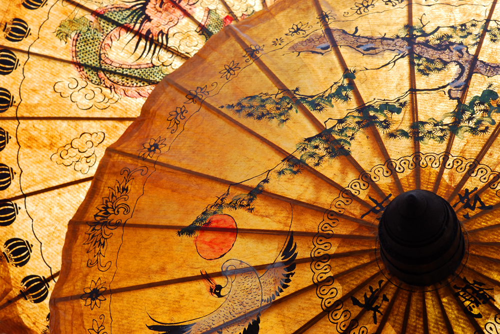Detail of umbrella with Thai ornament, Asia