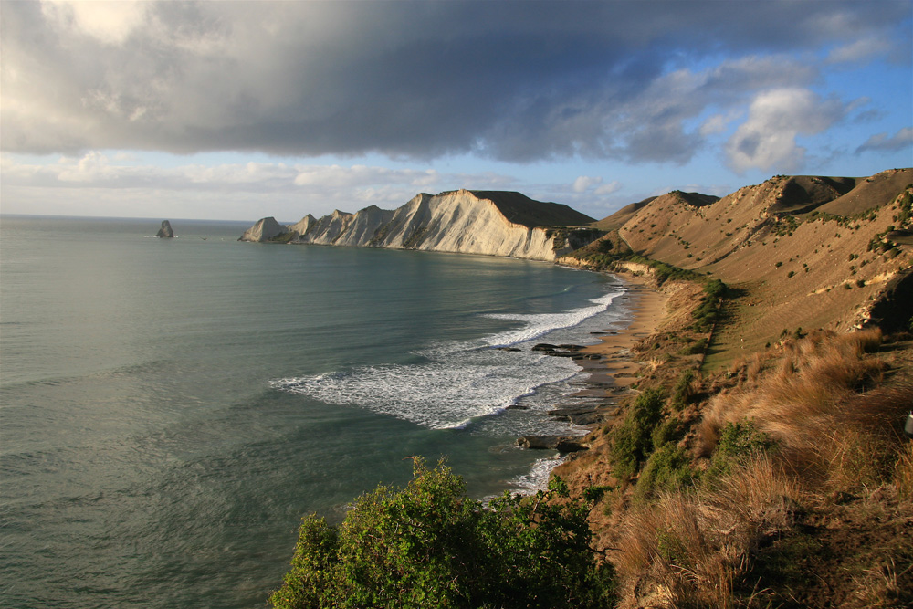 jagged, rocked coastline overlooking ocean