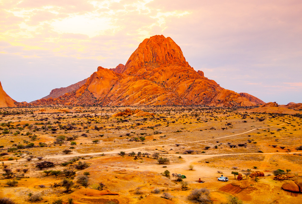 Unique rock formation of pink granite in Spitzkoppe, Damaraland, Namibia