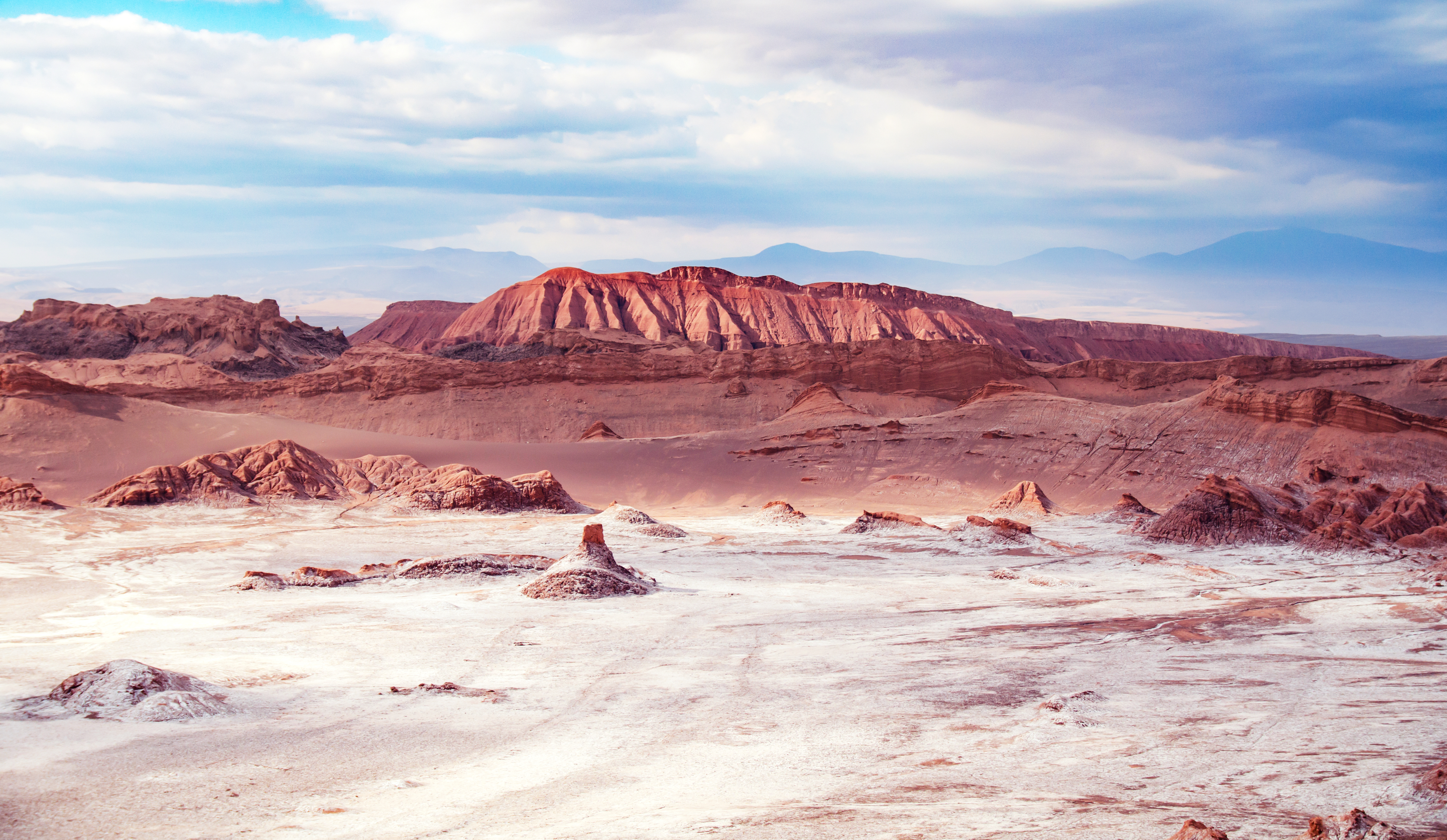 The red rocks and earth of the Atacama Desert in the northern reaches of Chile.