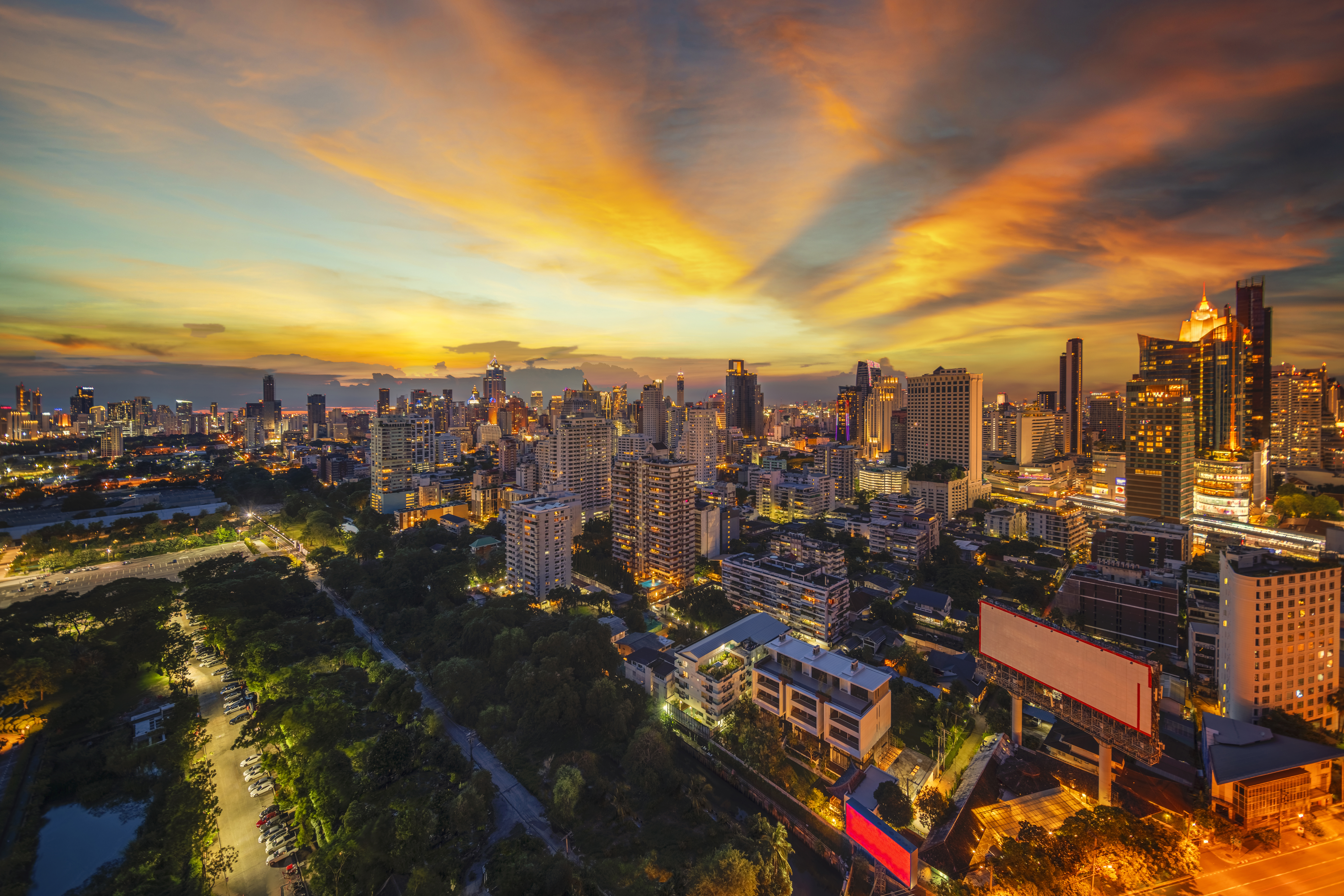 Bangkok city transition of view from day to night 