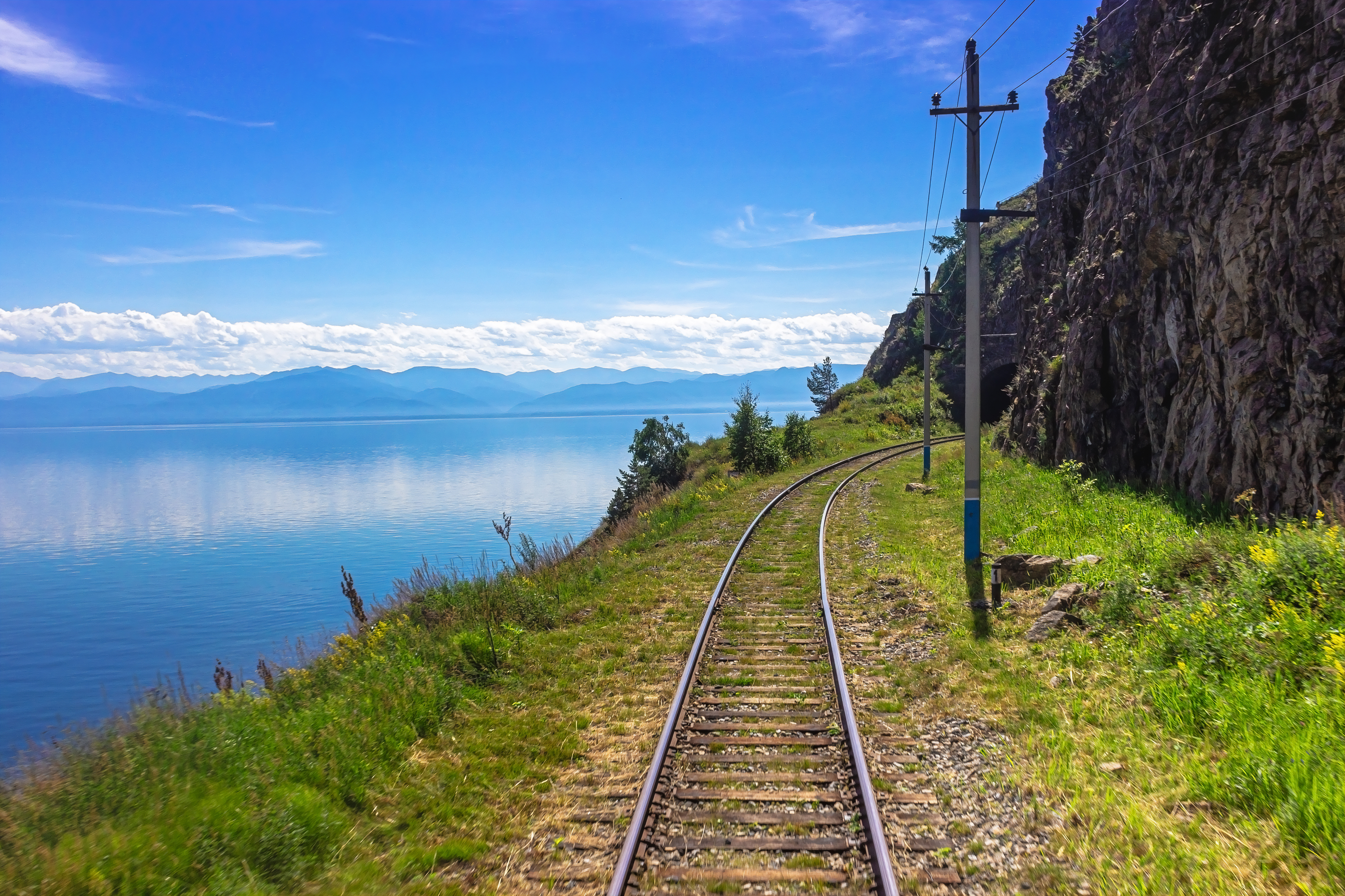 Old Trans-Siberian railway in Baikal lake.