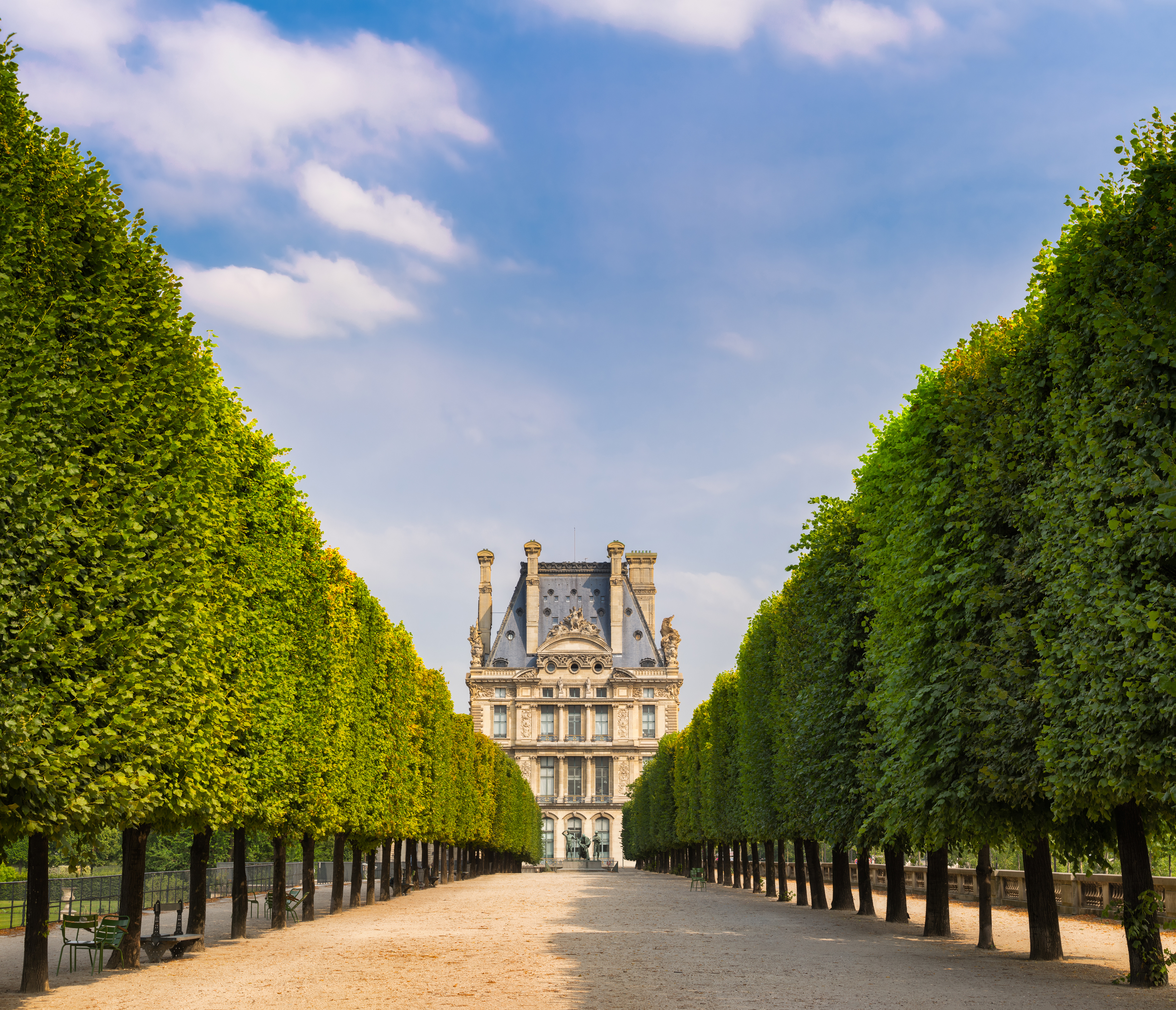 Summer morning view of Tuilleries garden in Paris, France. Tree-lined path leads to the south west facade of the Louvre Museum. Thank you This image is for editorial use only This photo has been successfully downloaded. (Look for it in your Downloads folder or the last place you saved a file.) Having issues? Download again Credit:francois-roux  Stock photo ID:1448339668 Upload date:December 13, 2022 Location:France