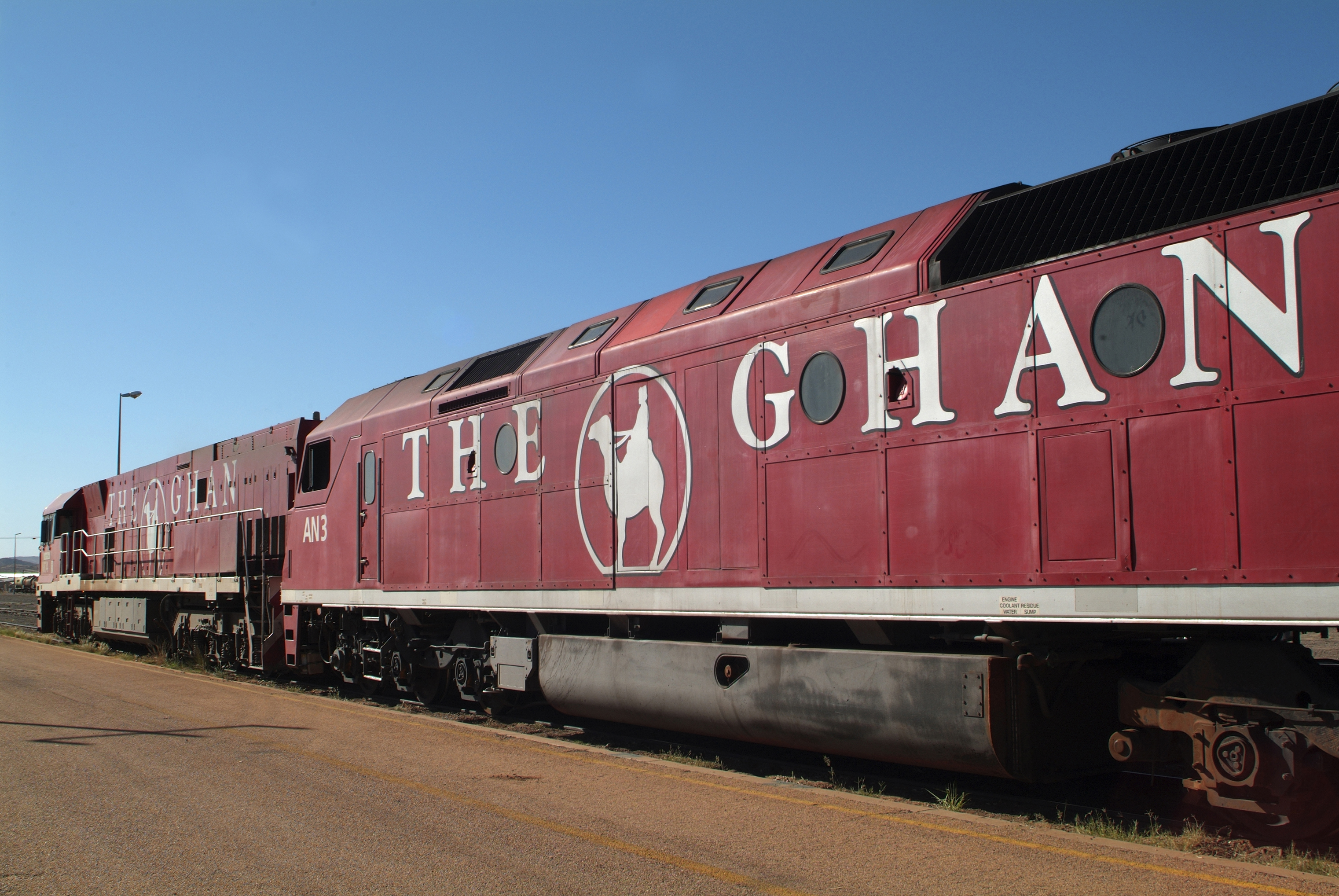 The Ghan - the train through Australia by his stop in the rail station of Alice Springs in Northern Territory