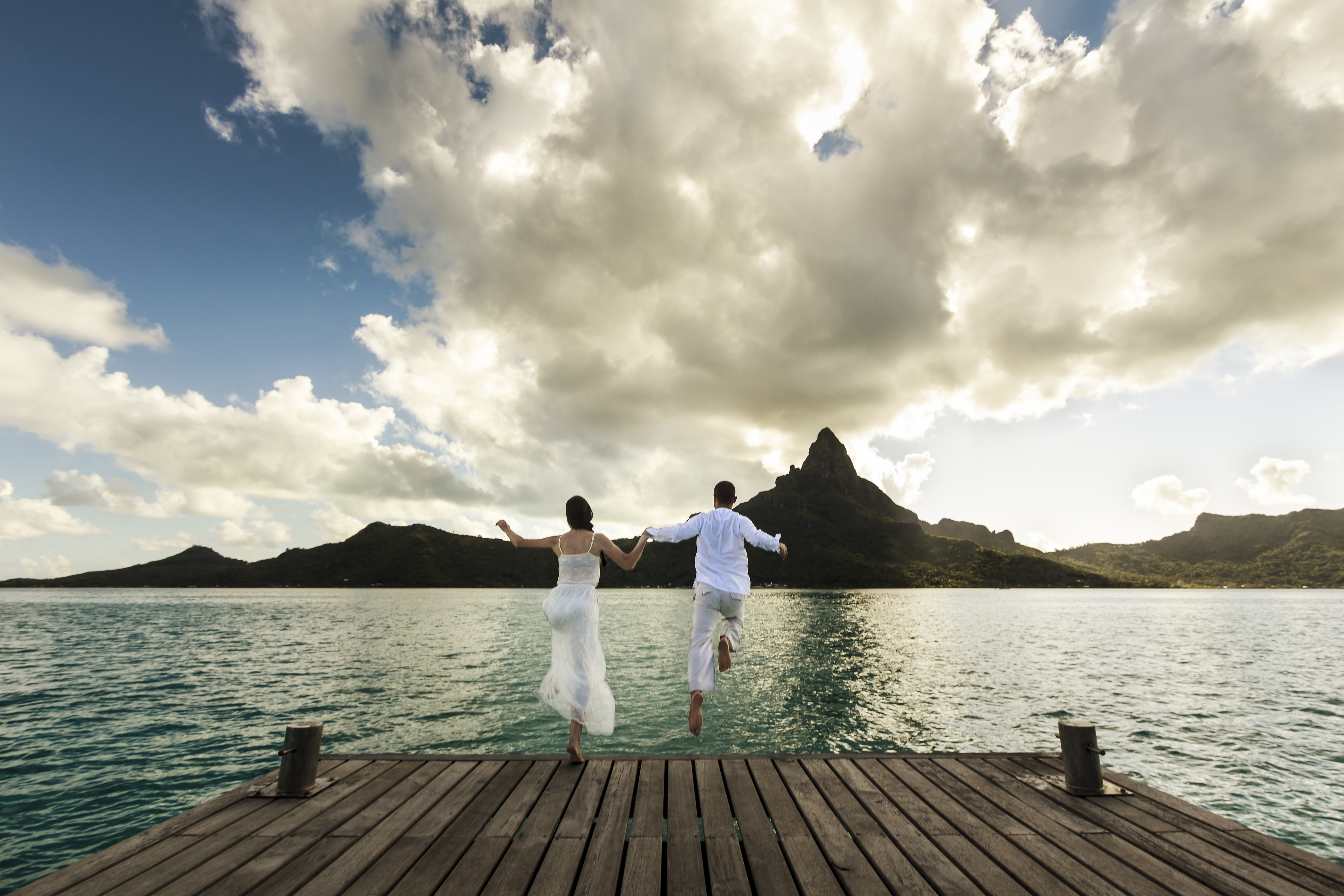 Young Couple Celebrating a Polynesian Wedding in Bora Bora
