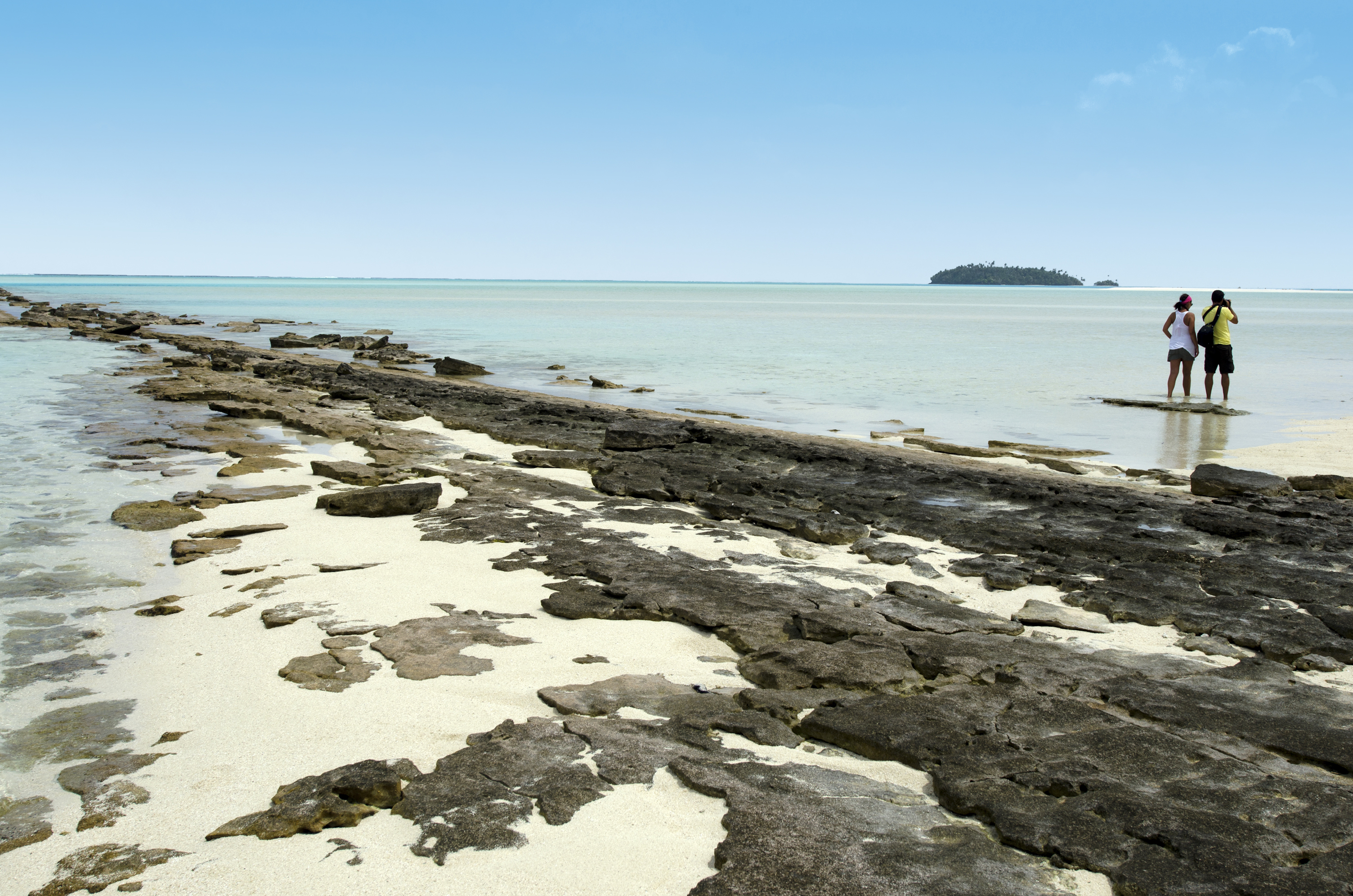 Young couple visit Aitutaki Lagoon Cook Islands
