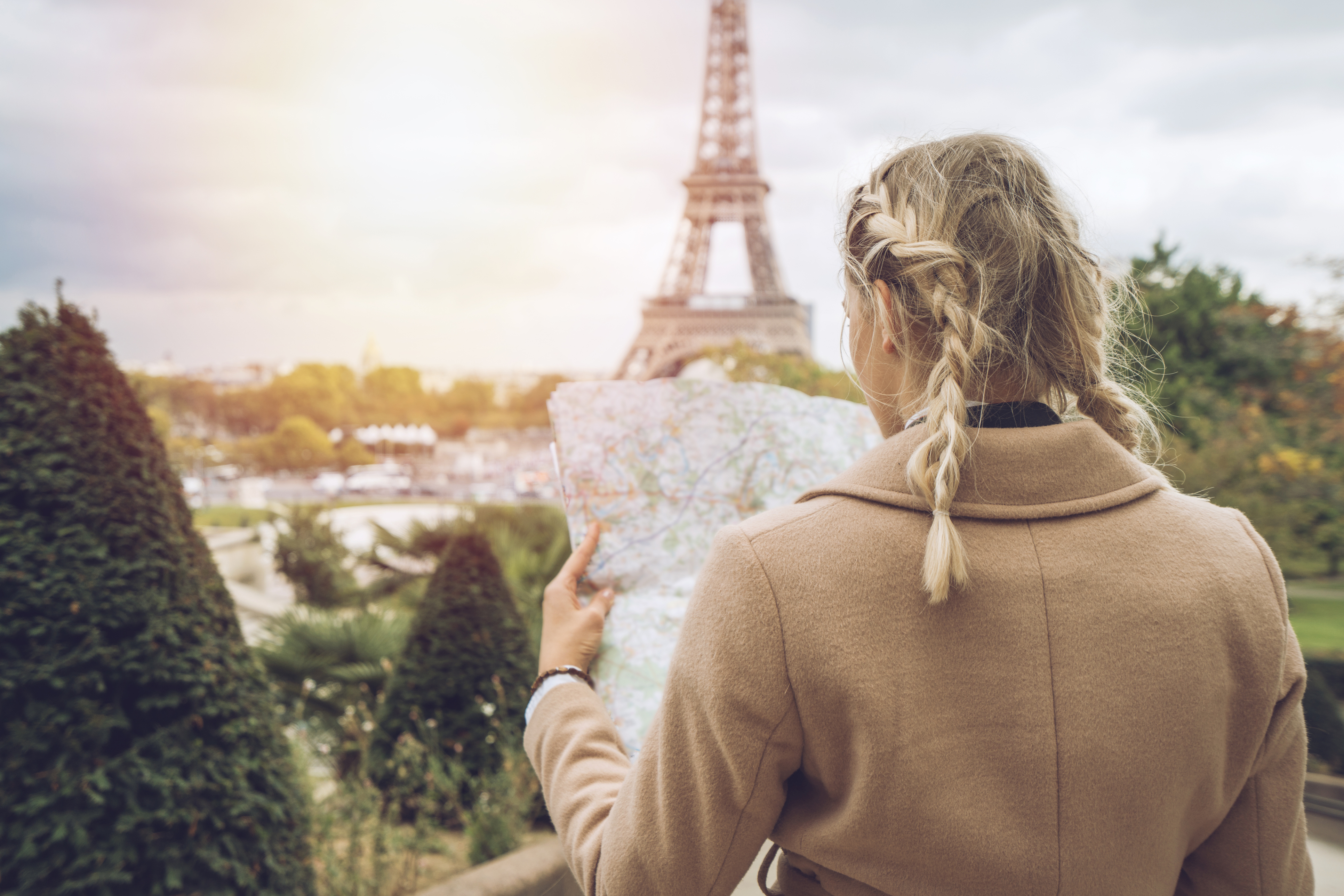  Tourist female in Paris at the Eiffel Tower