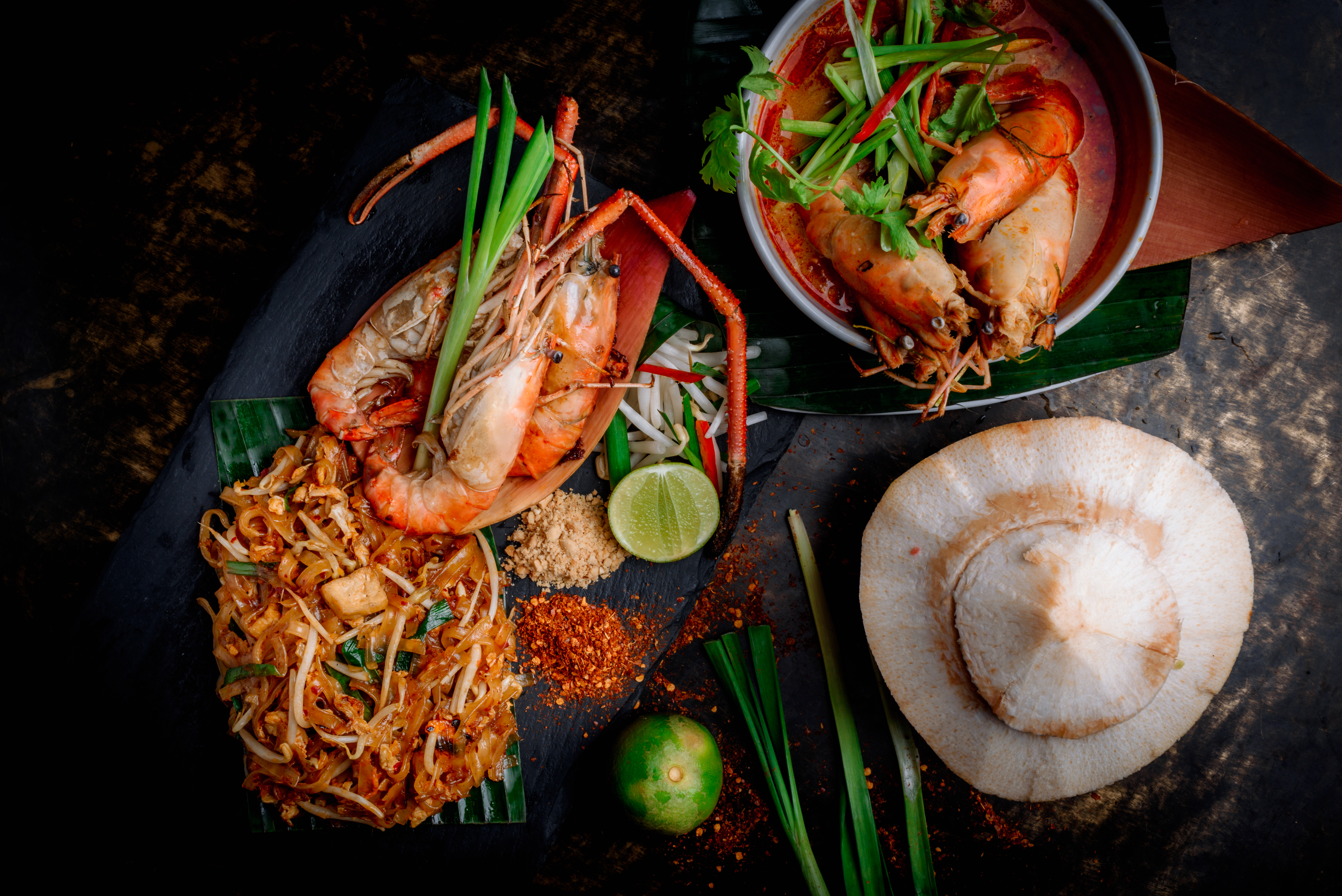 Tom Yum Kung, Phad Thai and coconut, Thailand