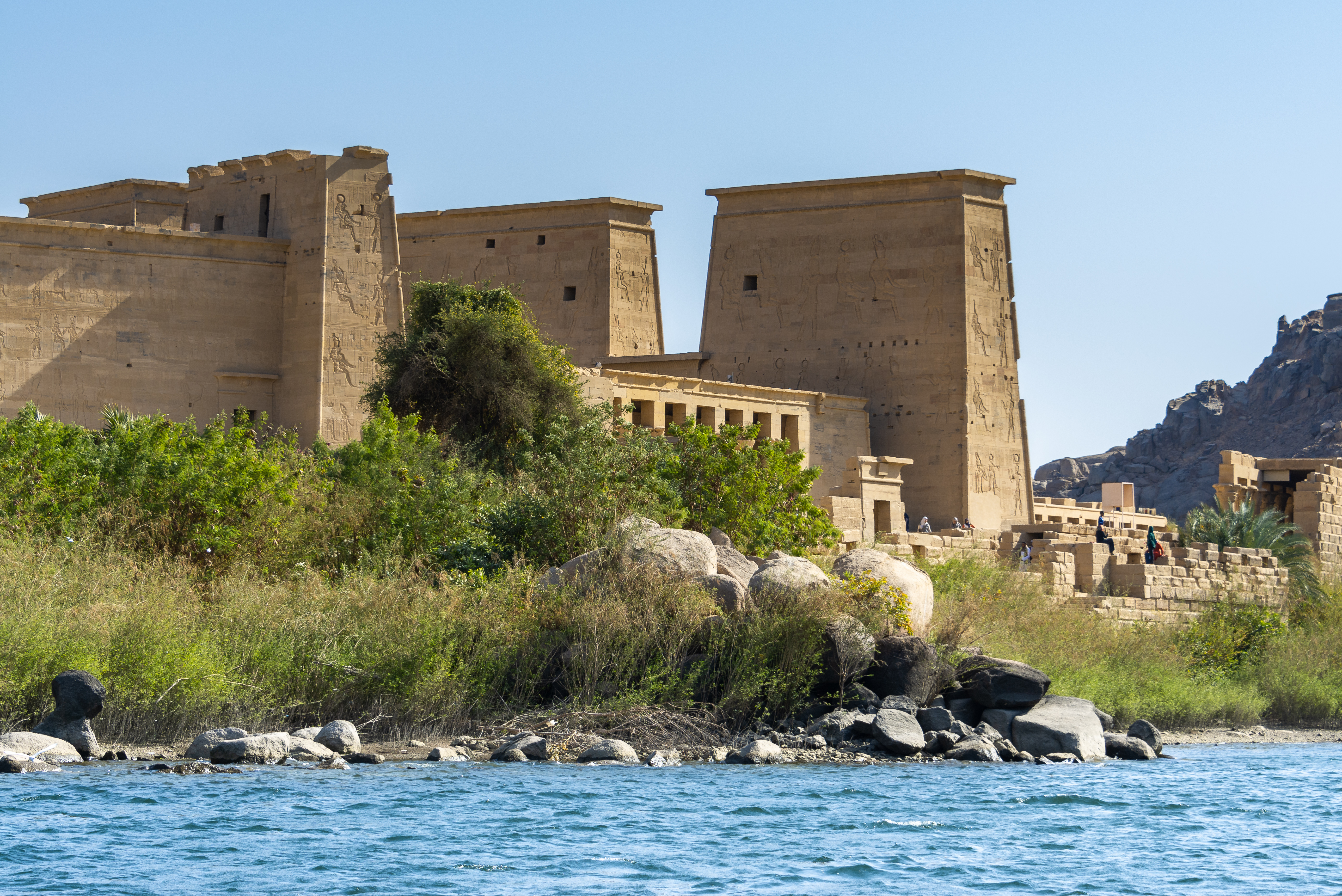 Temple of Philae along the Nile in Aswan, Egypt 