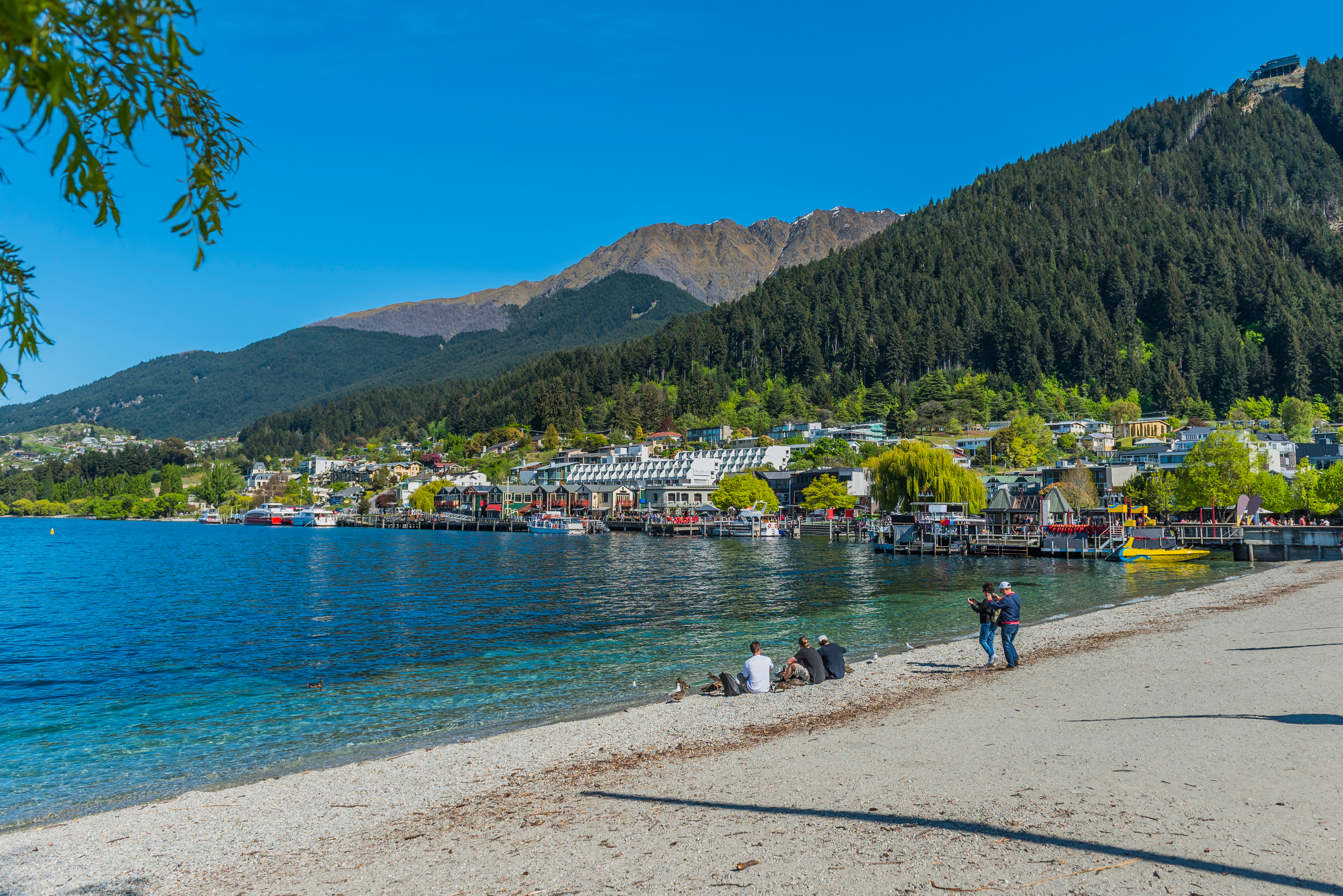Beach on lake Wakatipu, Queenstown, New Zealand