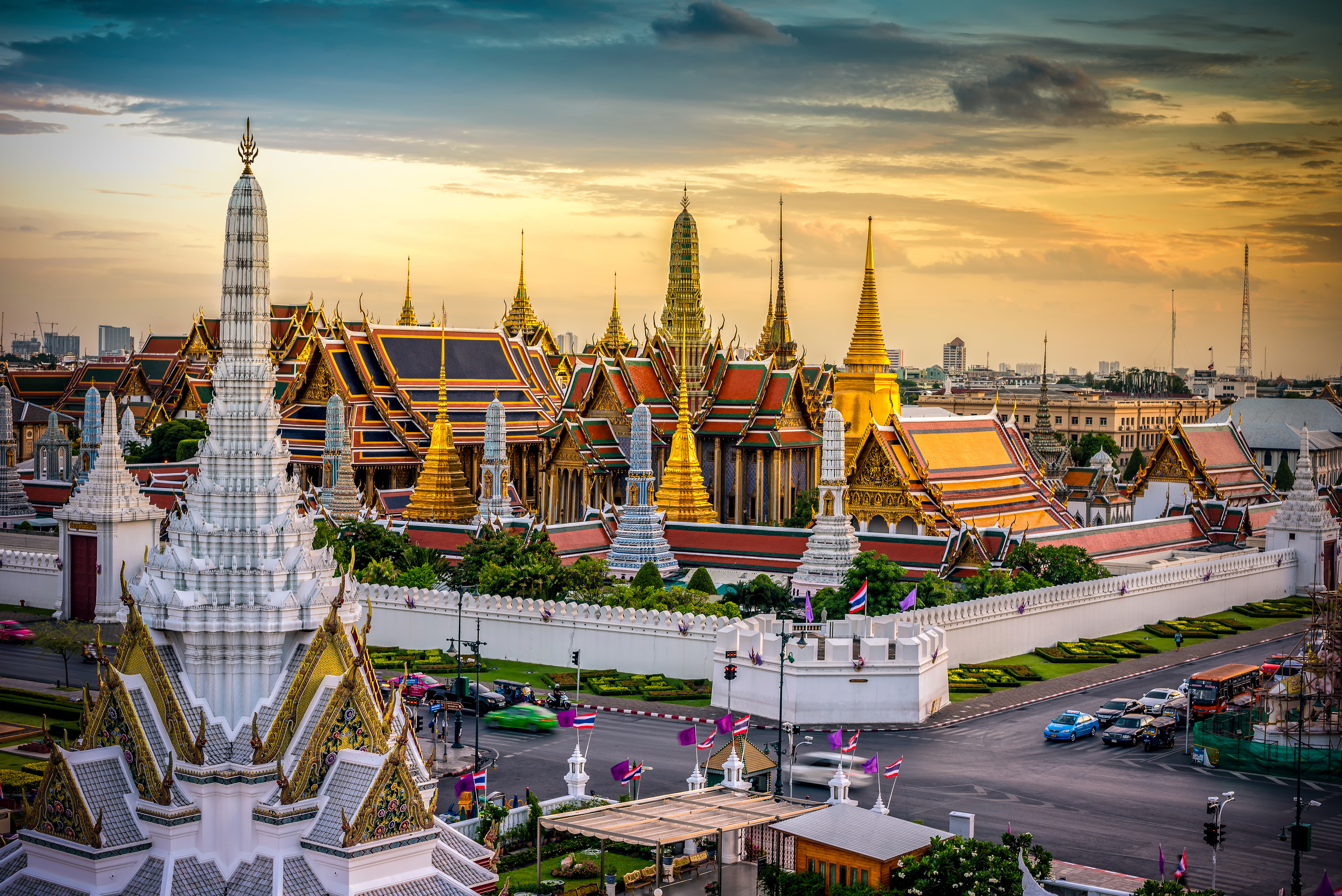 Grand Palace and Wat Phra Keaw at Sunset, Bangkok, Thailand