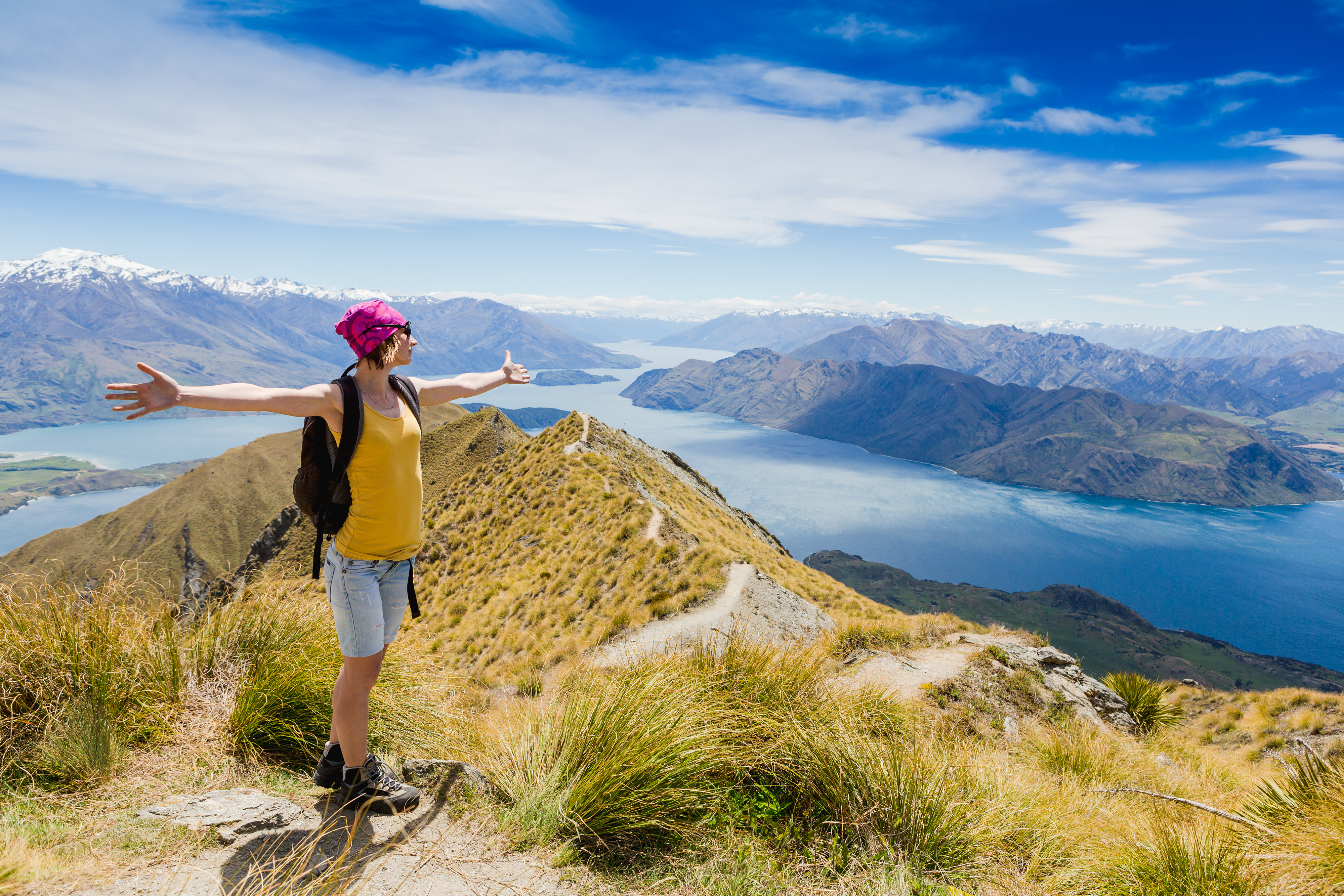 Young Woman Hiking in New Zealand