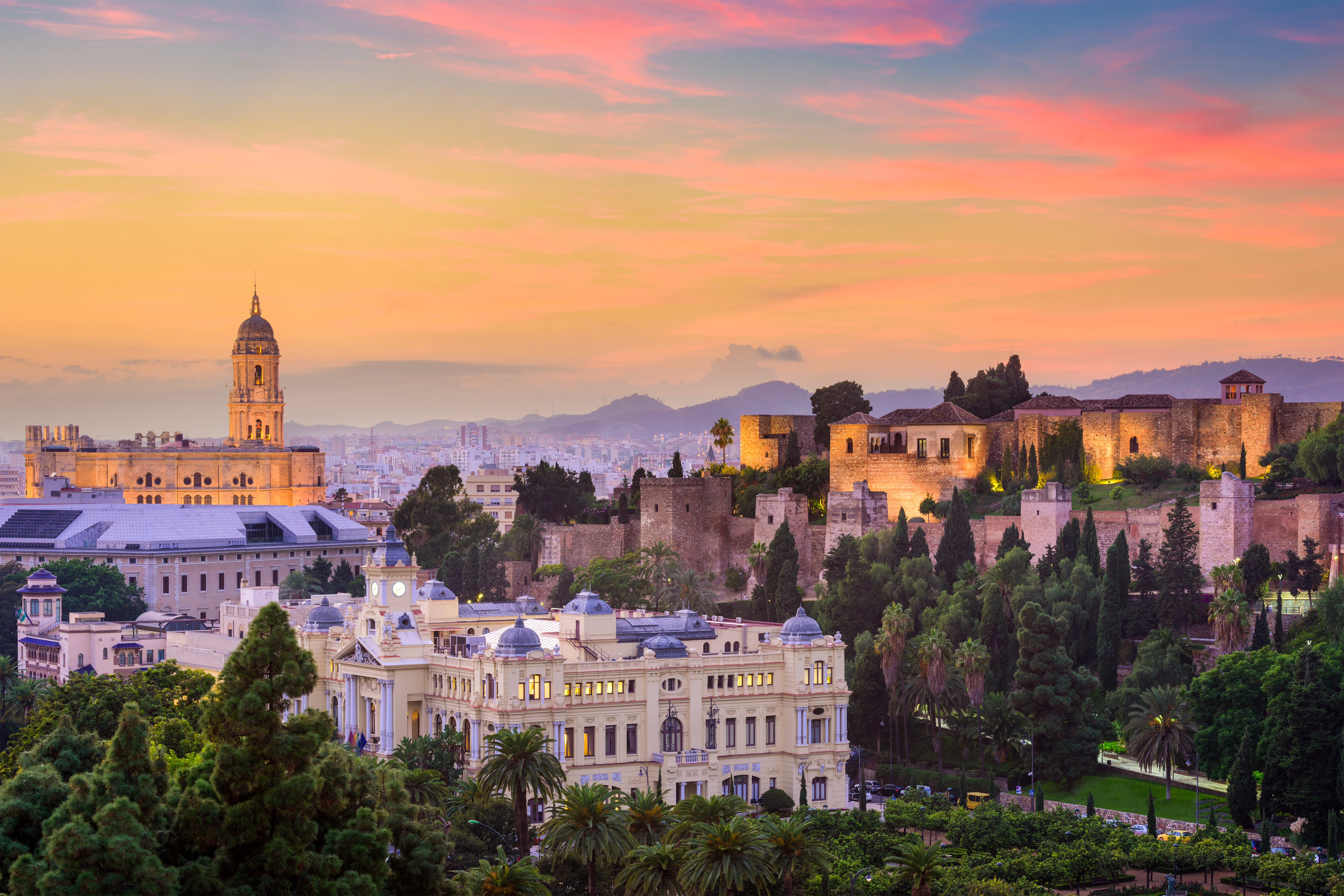Skyline of Malaga's old town, Spain.
