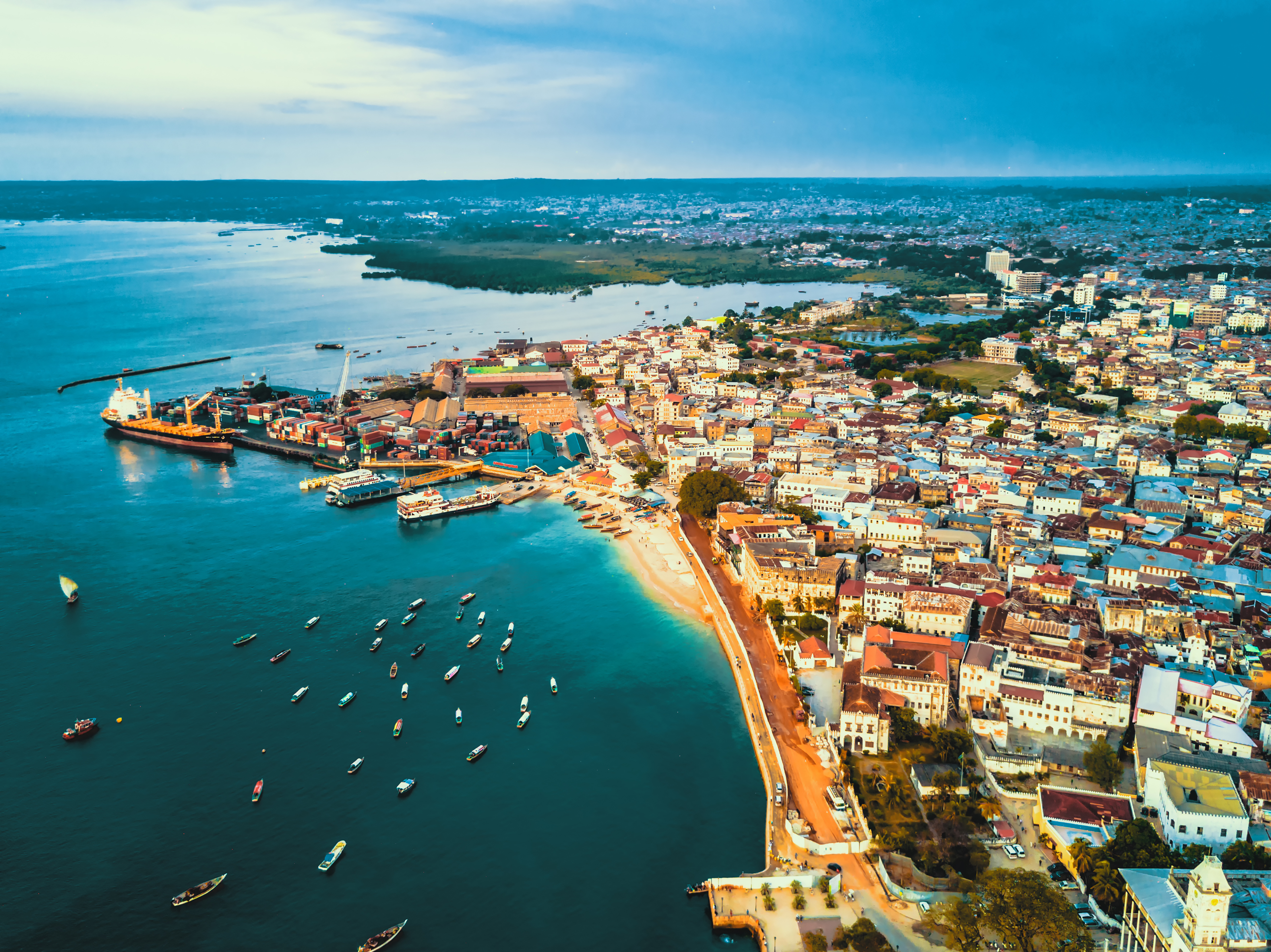 Aerial View of Stone Town, Zanzibar, Tanzania