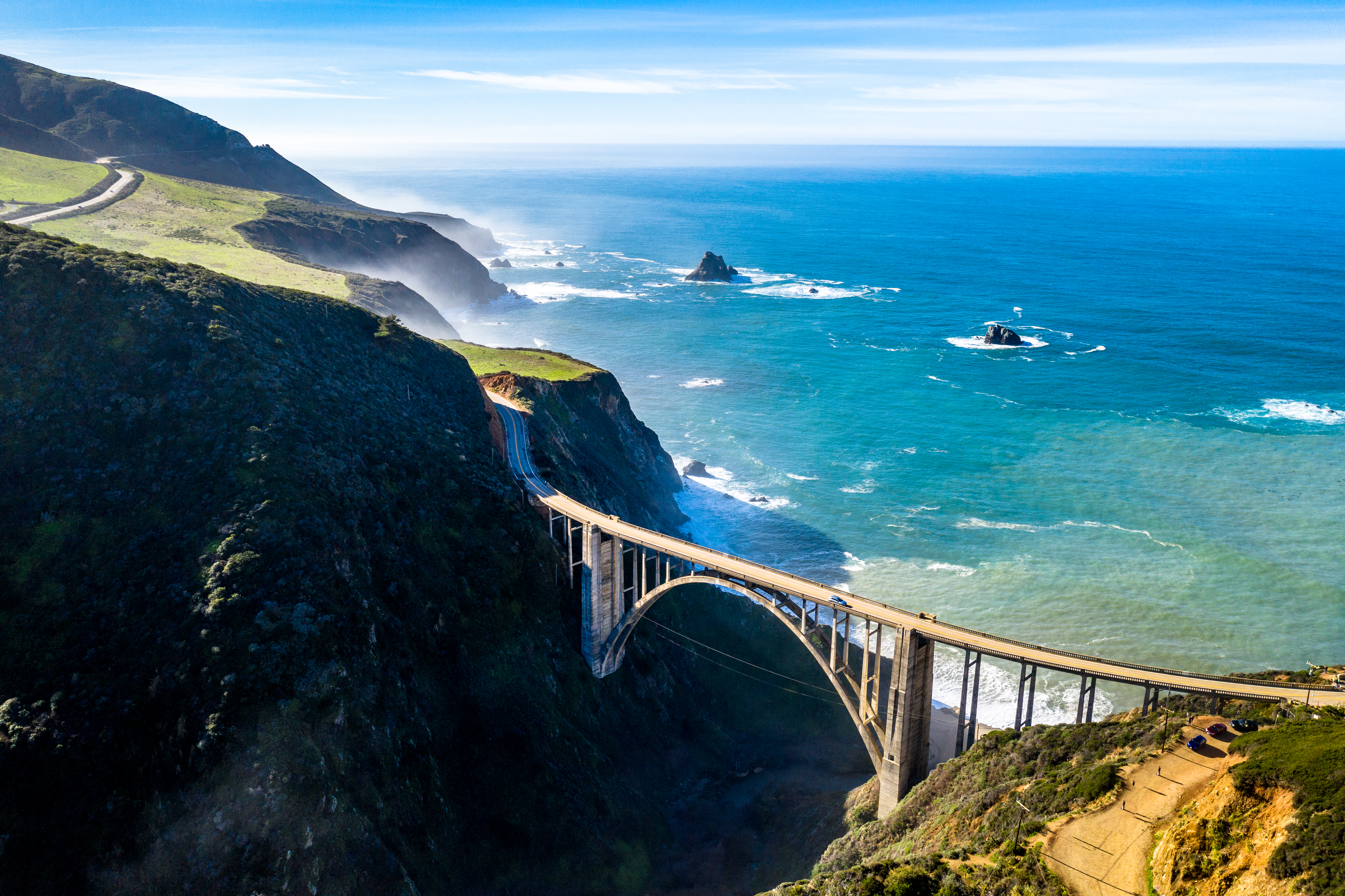 Bixby Bridge crossing the Pacific Coastal Highway near Monterey, California, United States.