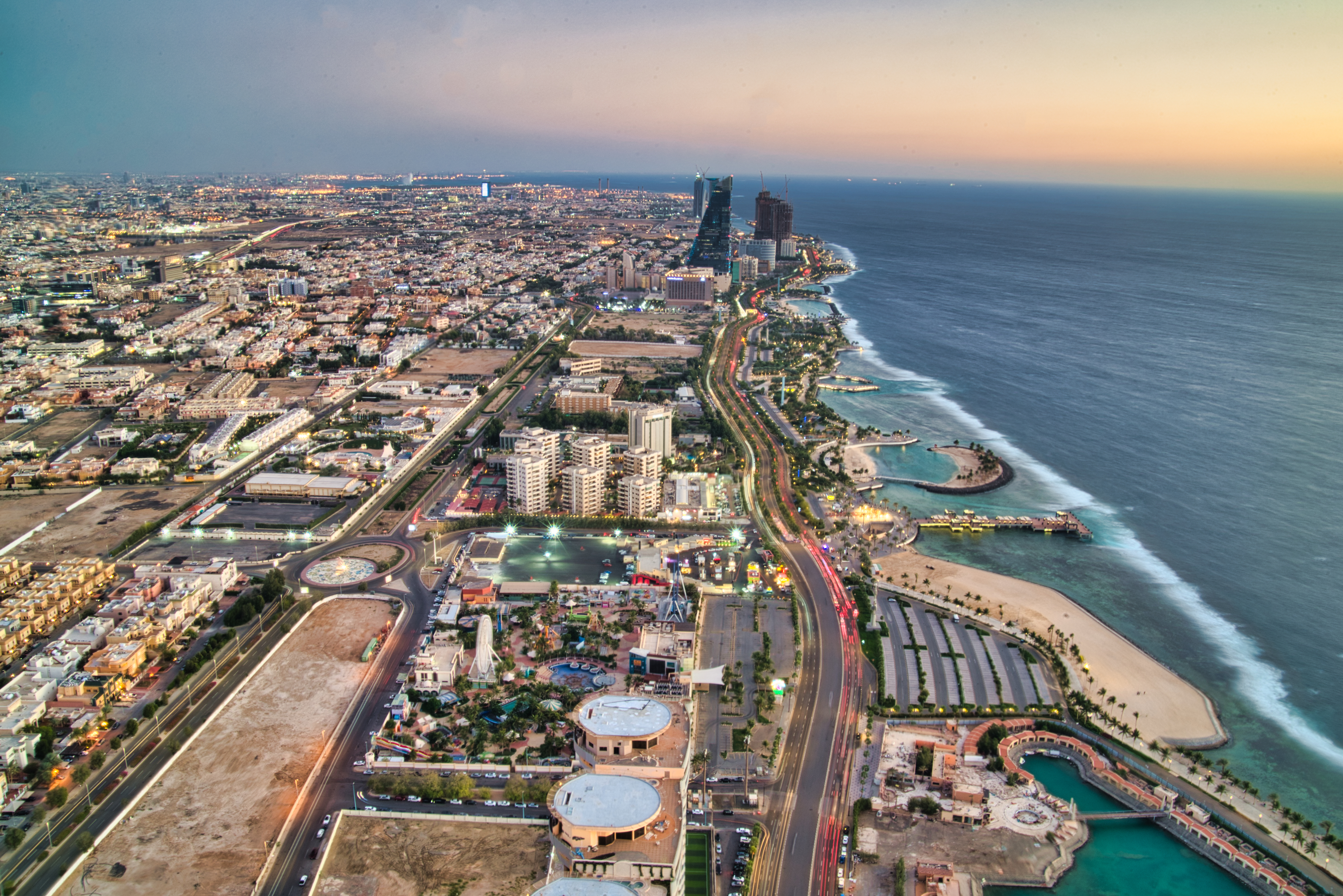 Seashore view and colors of Jeddah Corniche, a 30 km coastal resort area of the city of Jeddah, Saudi Arabia