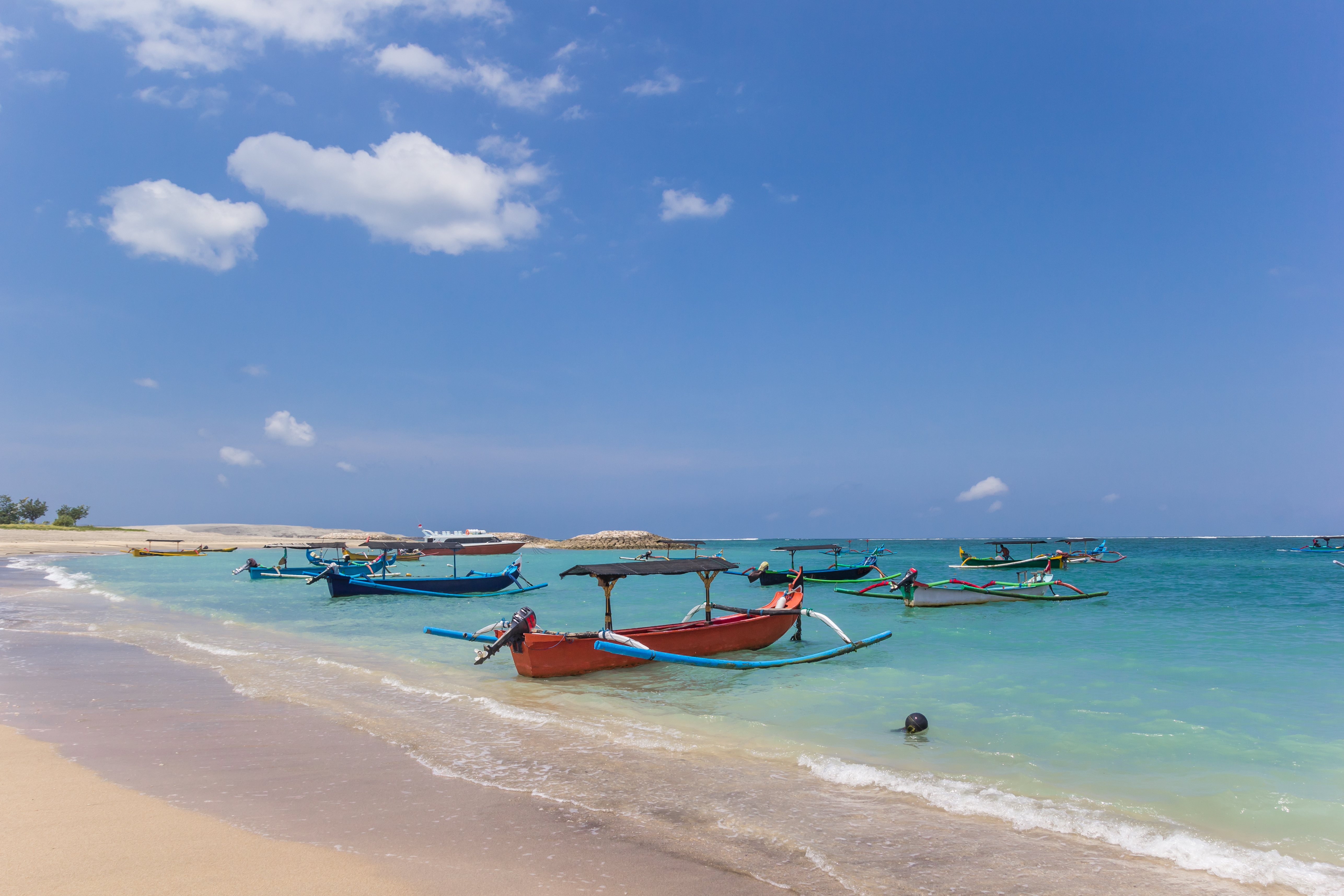Traditional Balinese fishing boats at the beach