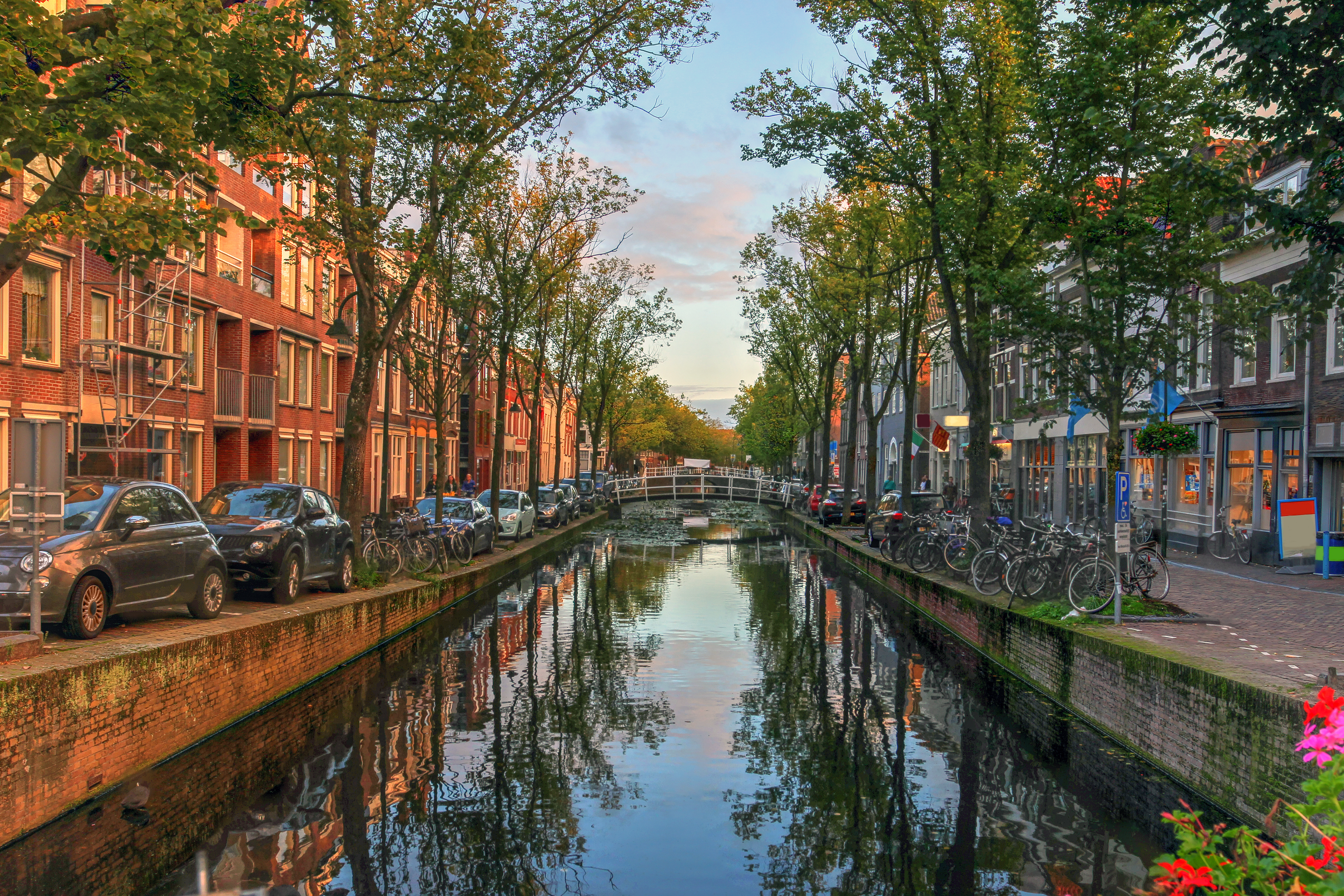 Evening canal scene in Delft