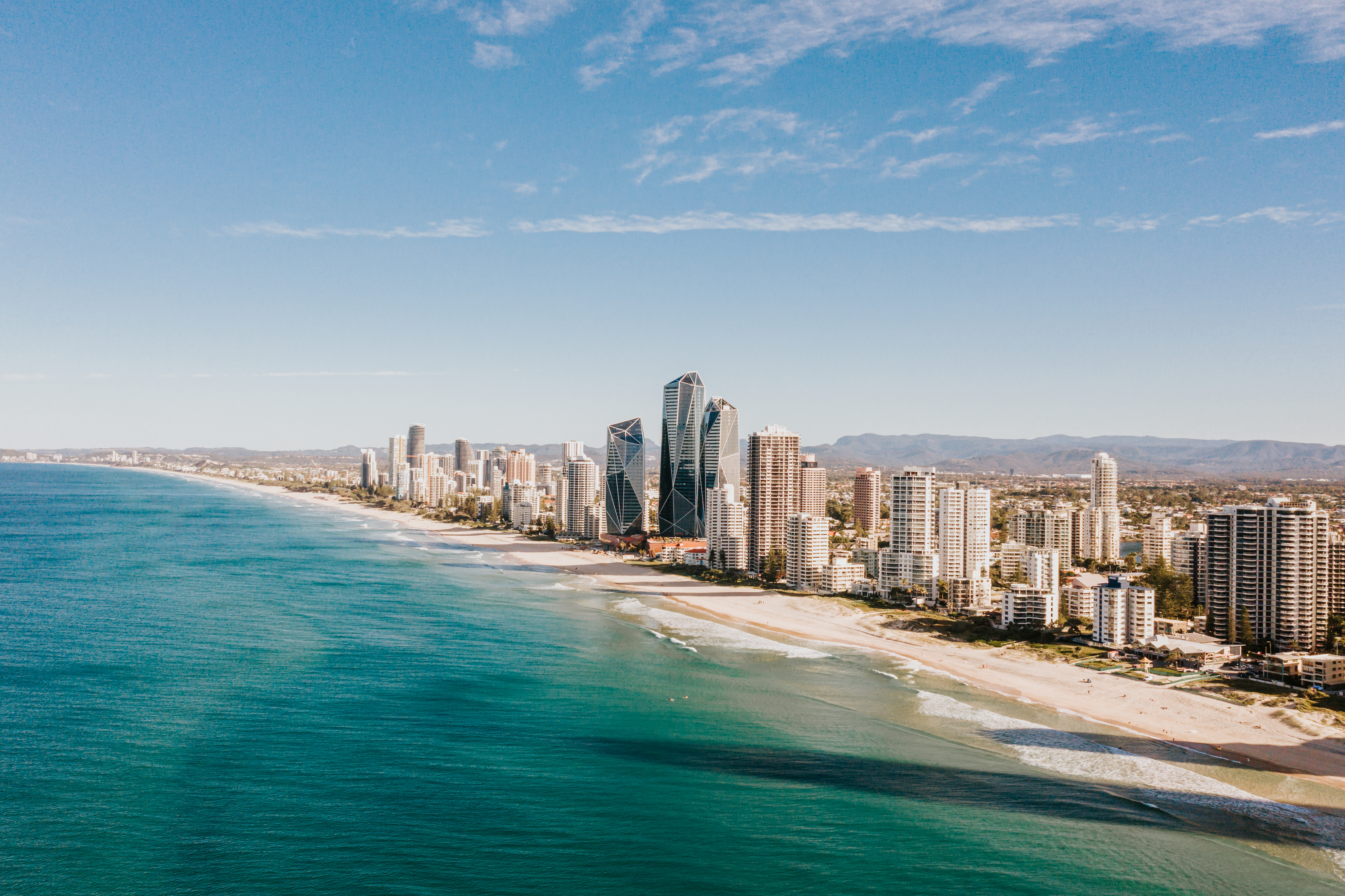 Aerial image of the cityscape and beach