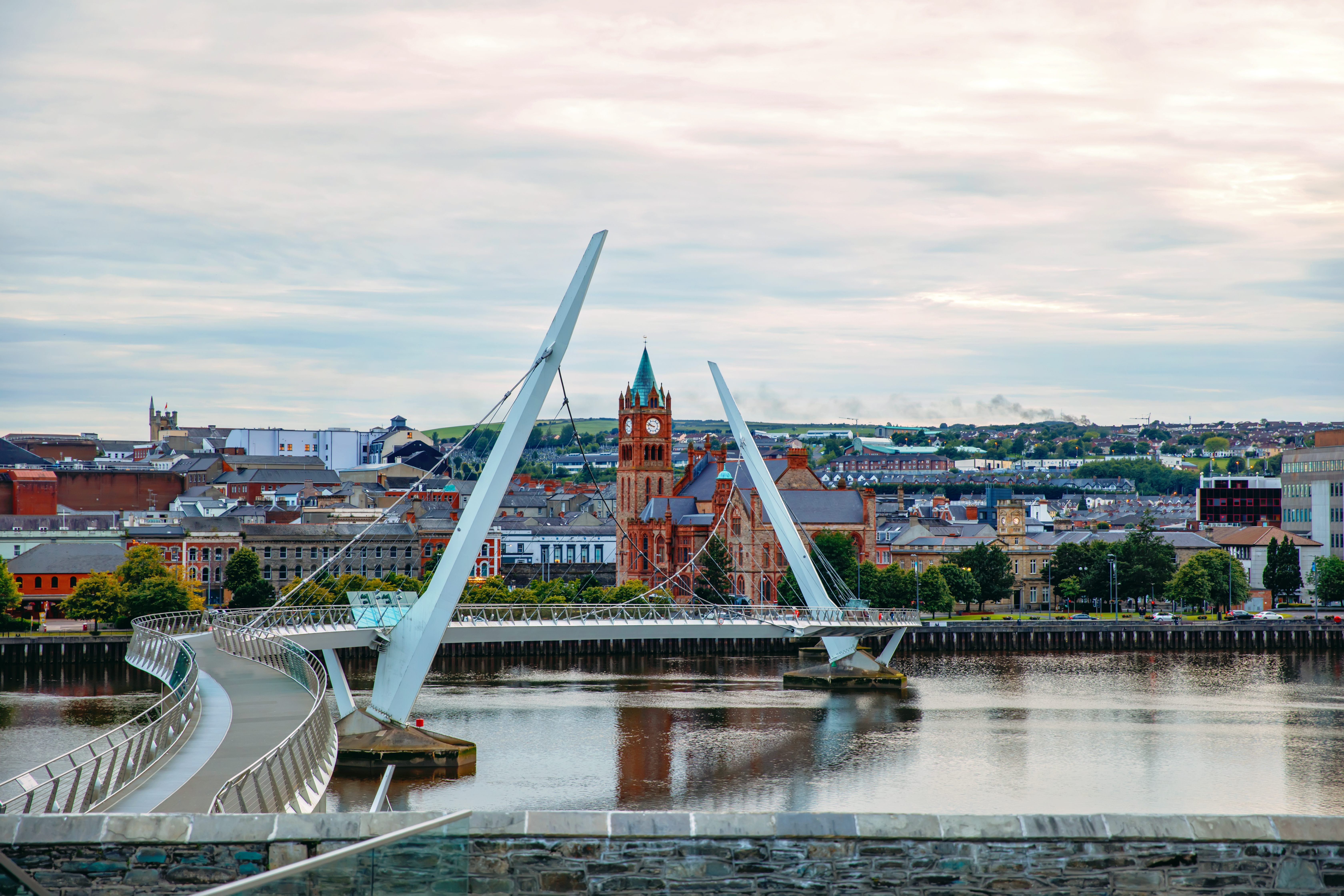  Illuminated Peace bridge in Derry Londonderry, City of Culture