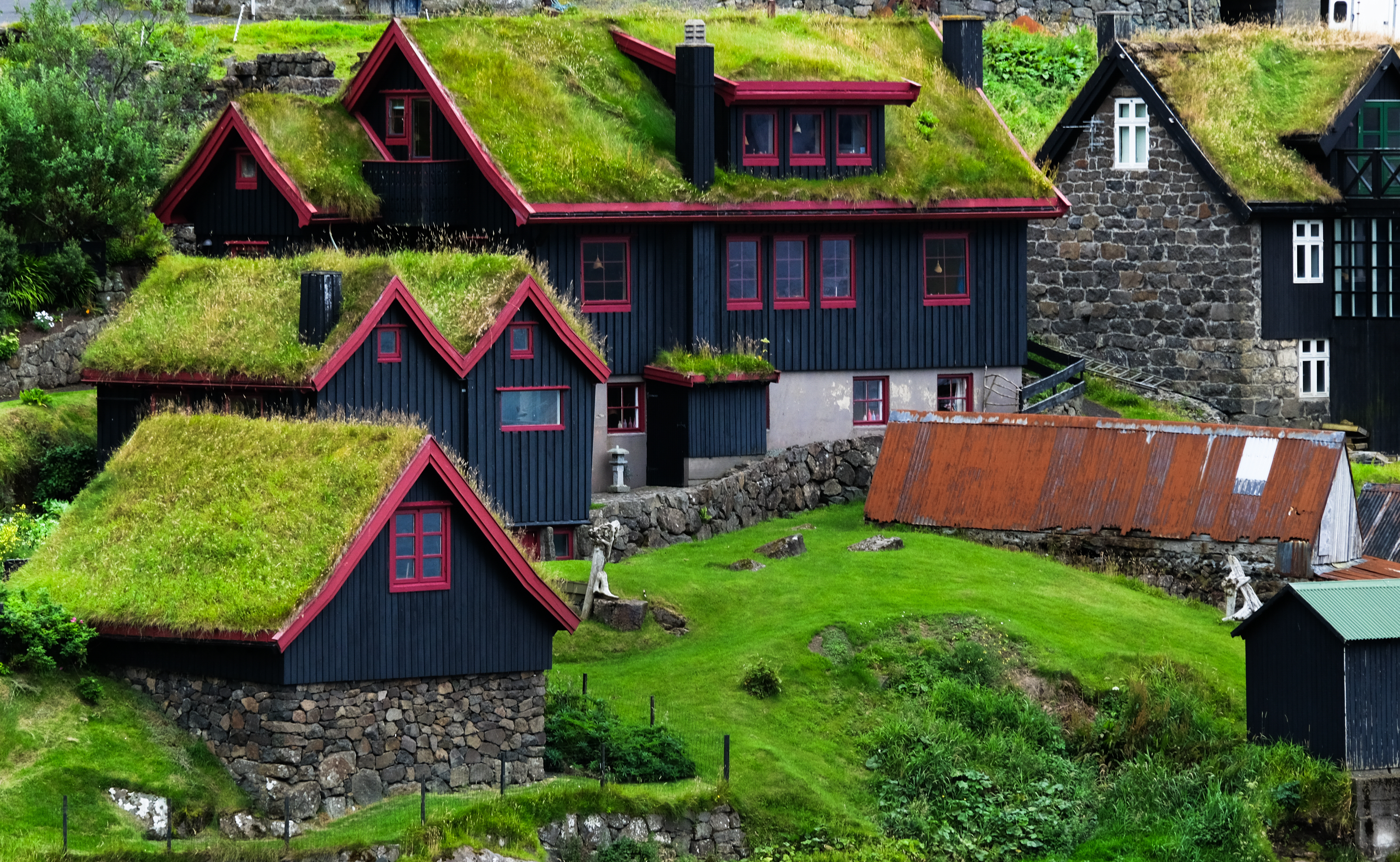 Grass rooftops in Torshavn, Island of Streymoy