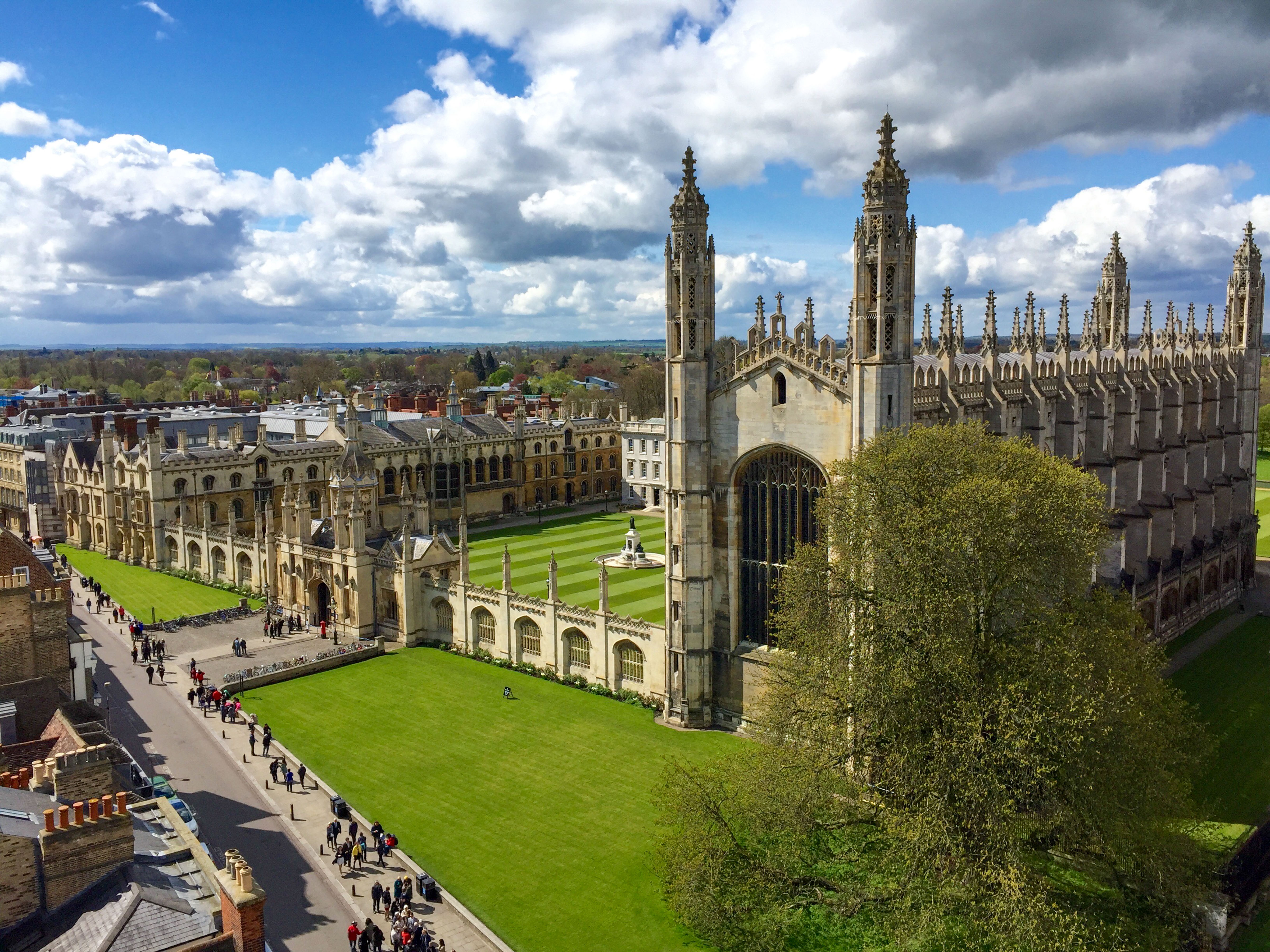 Aerial view of King's College at The University of Cambridge