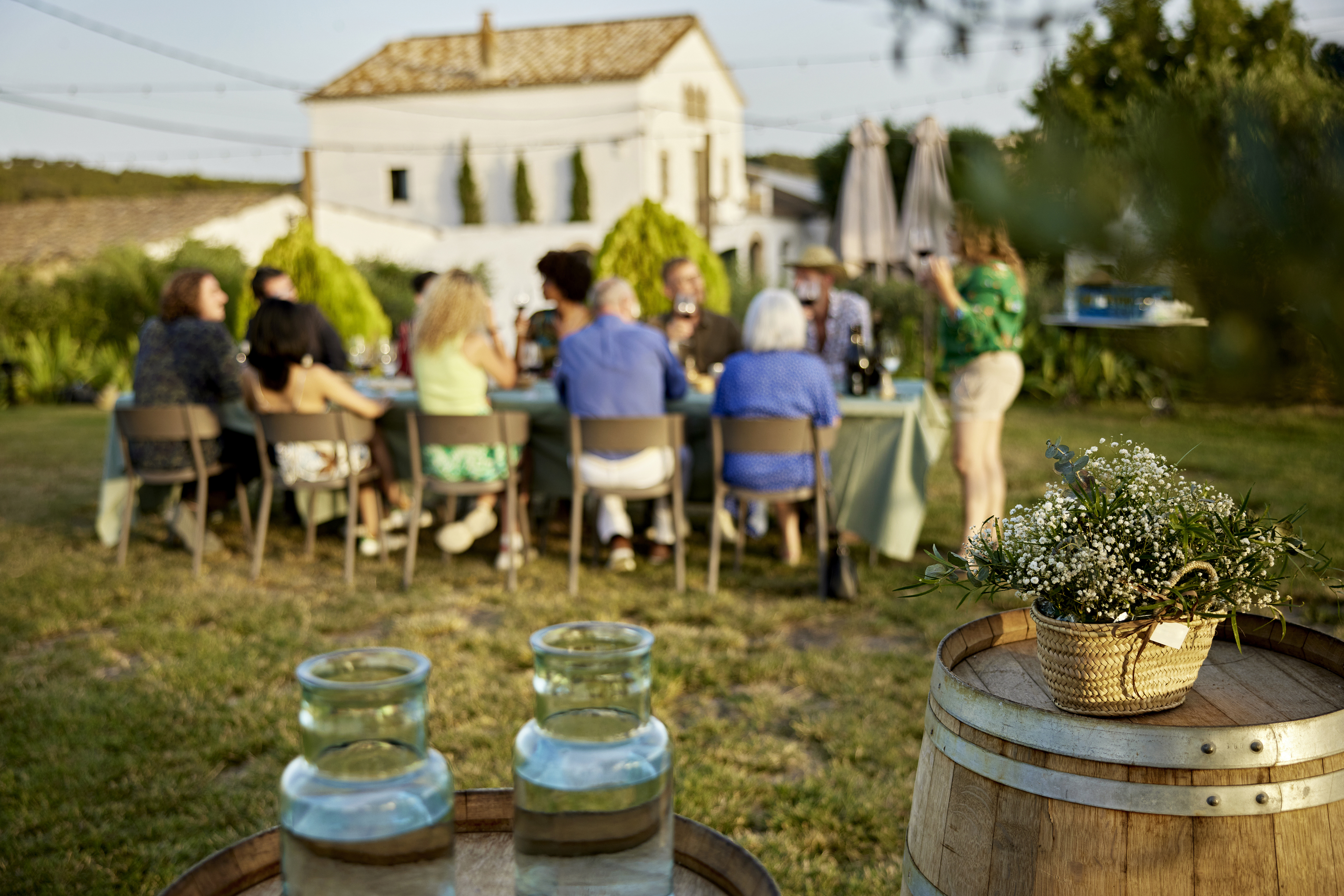 A small group trip at a winery