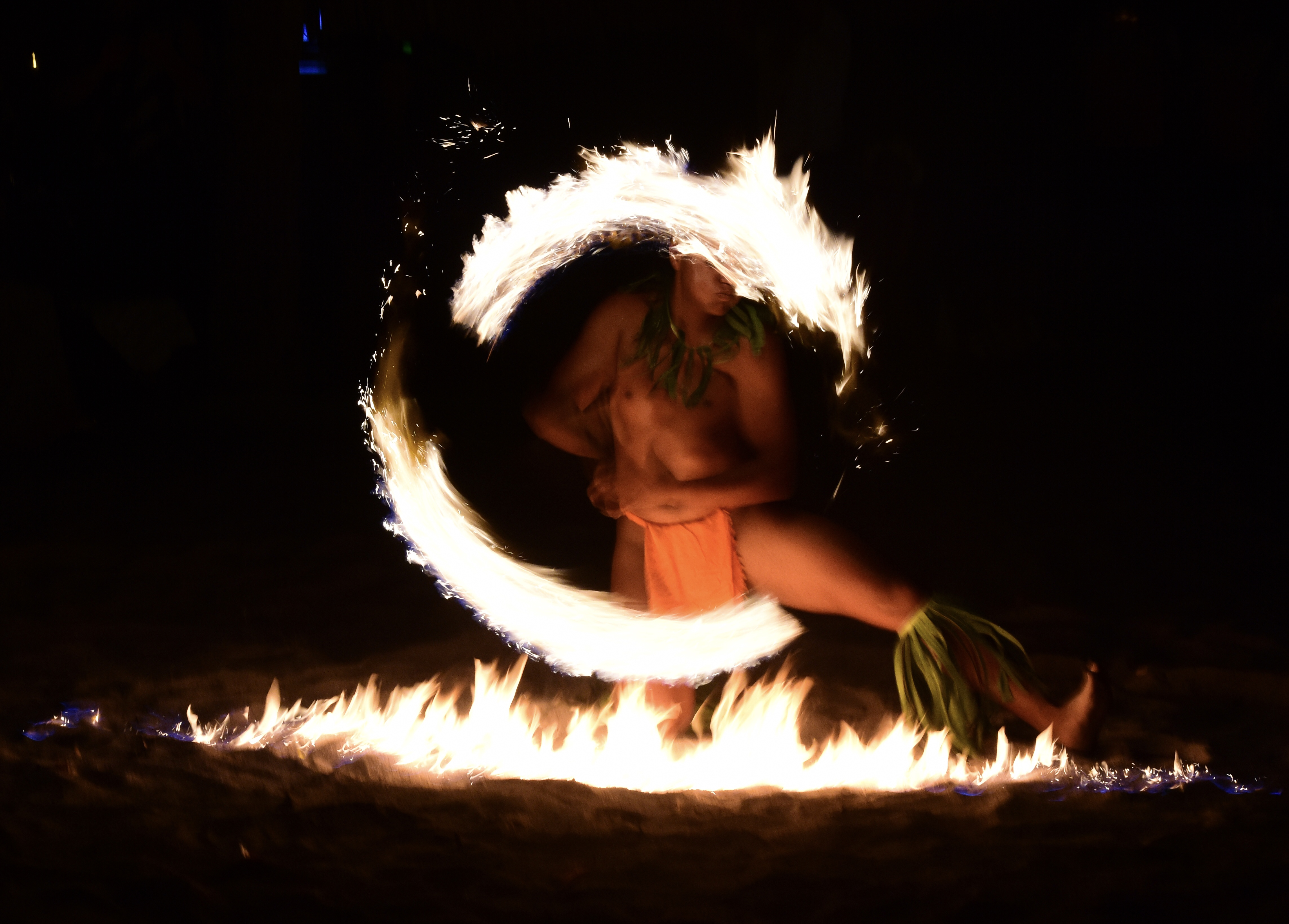 French Polynesian fire dance