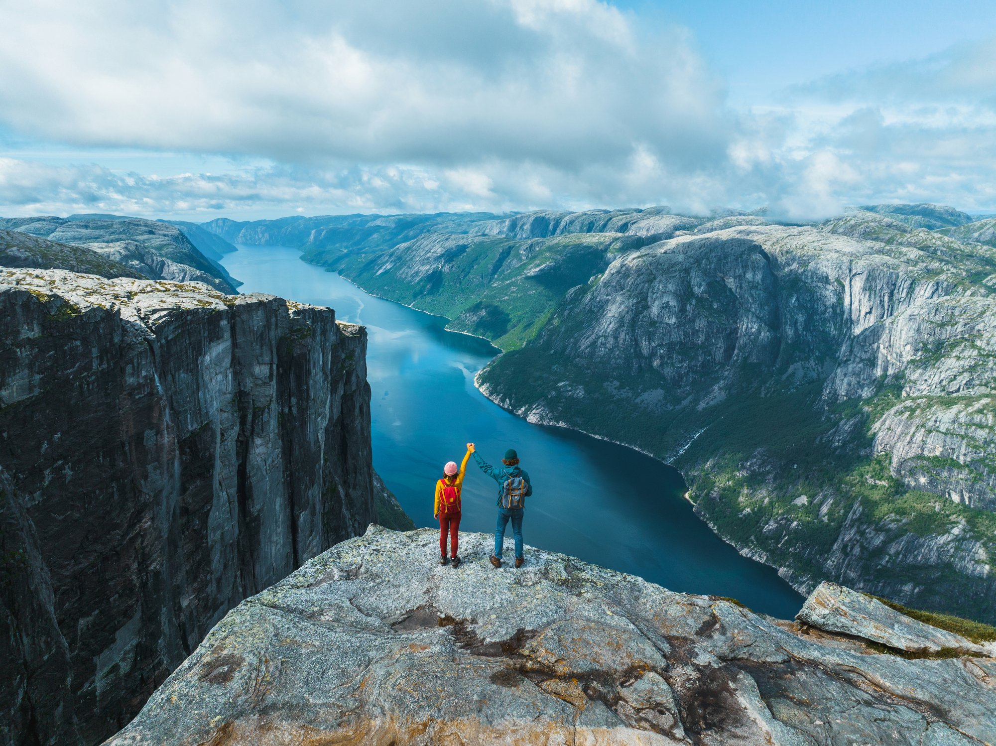 Aerial view in mountains in Norway