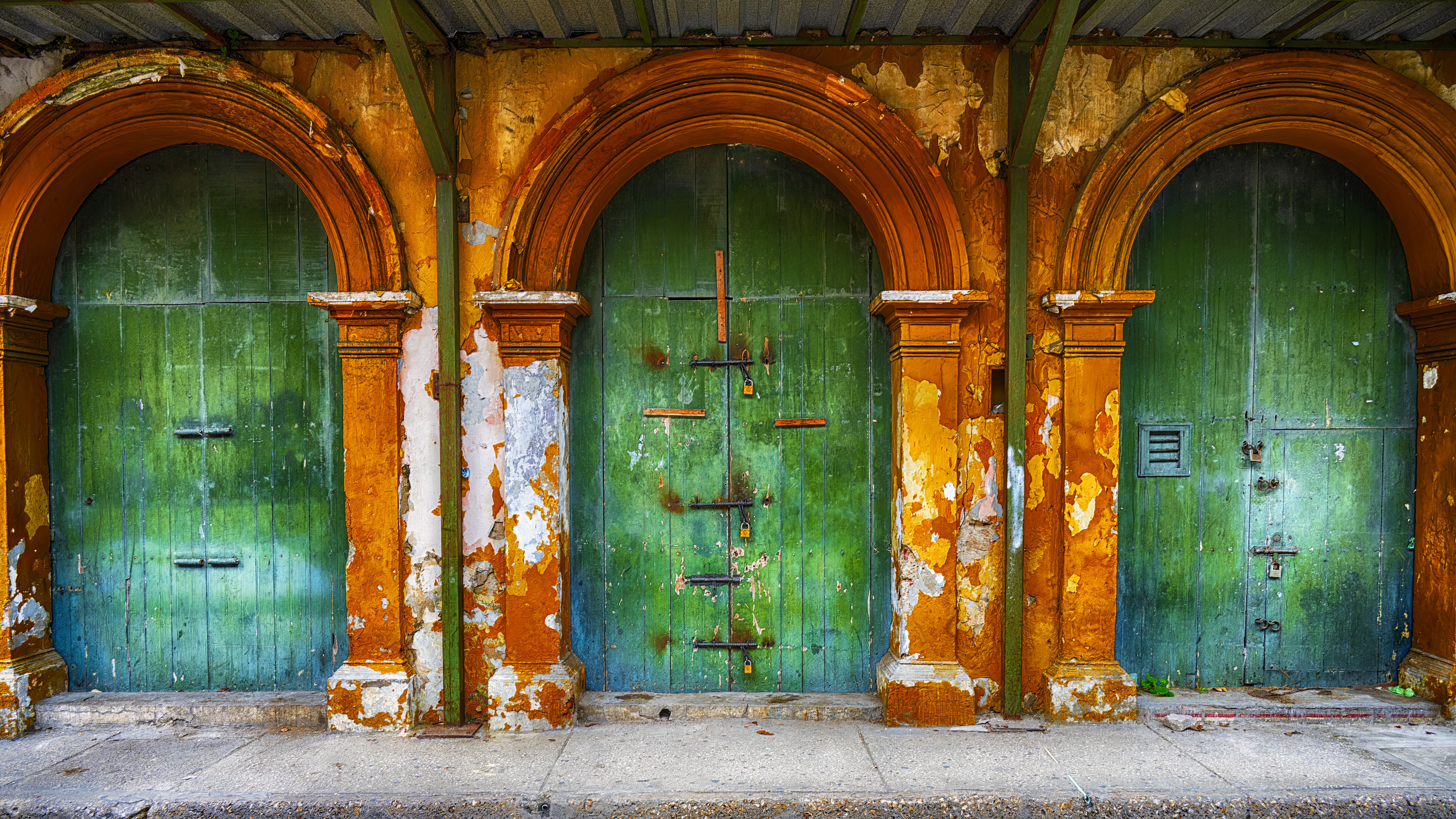 Old green doors In Cartagena Colombia's walled city