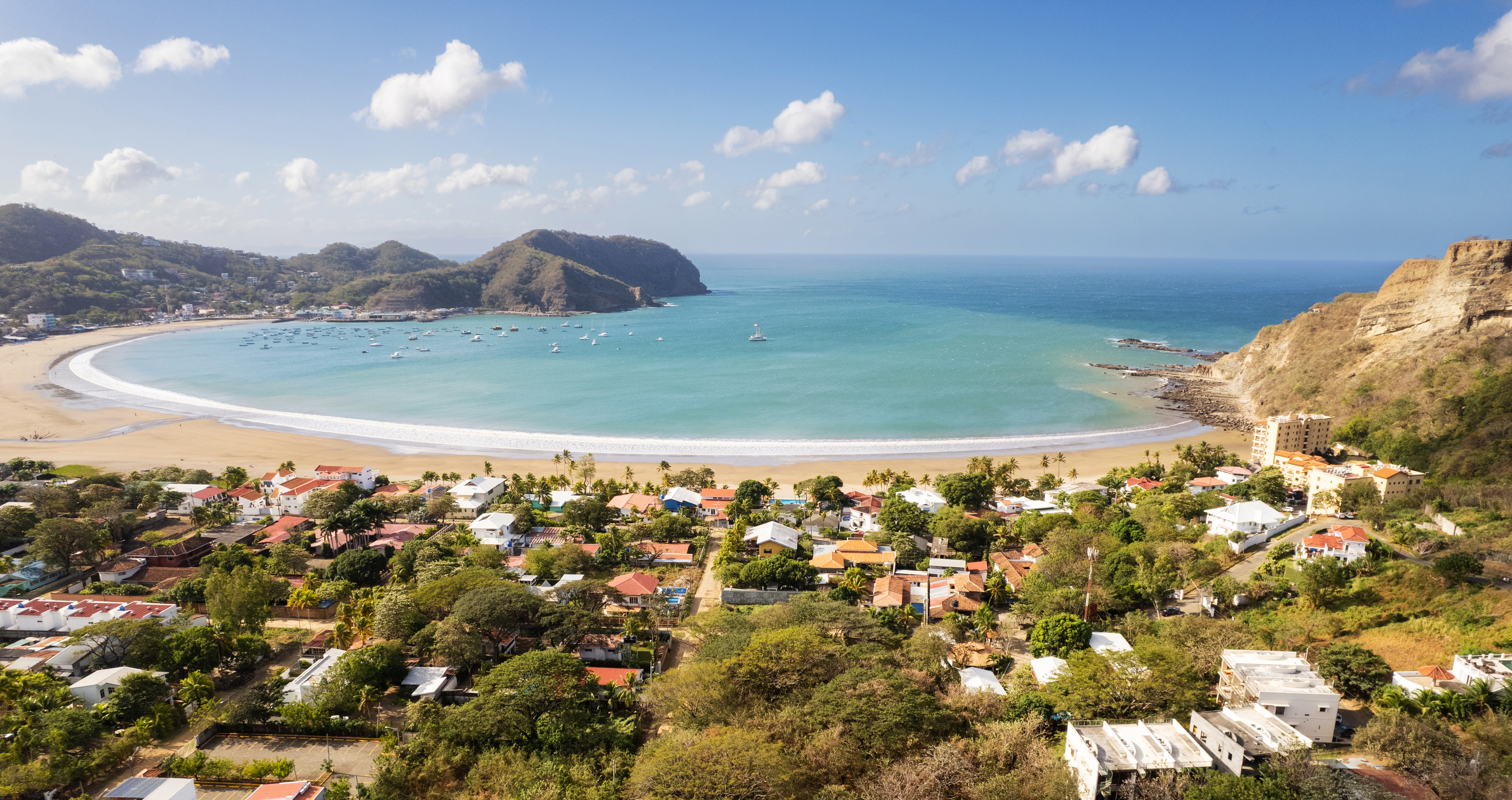 View the bay of San Juan Del Sur located on the Pacific Ocean in Nicaragua