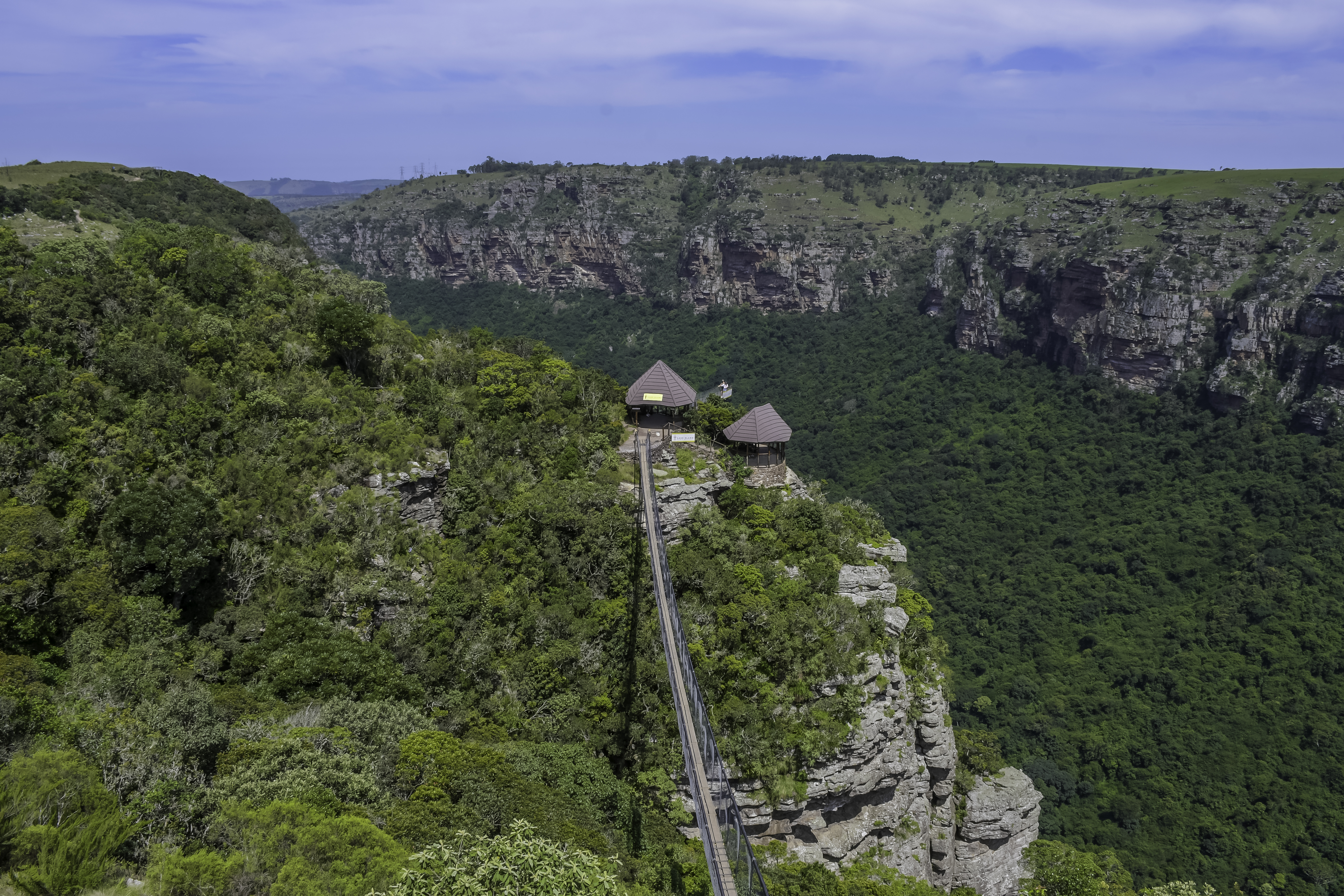 Lake Eland Nature reserve in Oribi gorge with a hanging suspension bridge South Africa