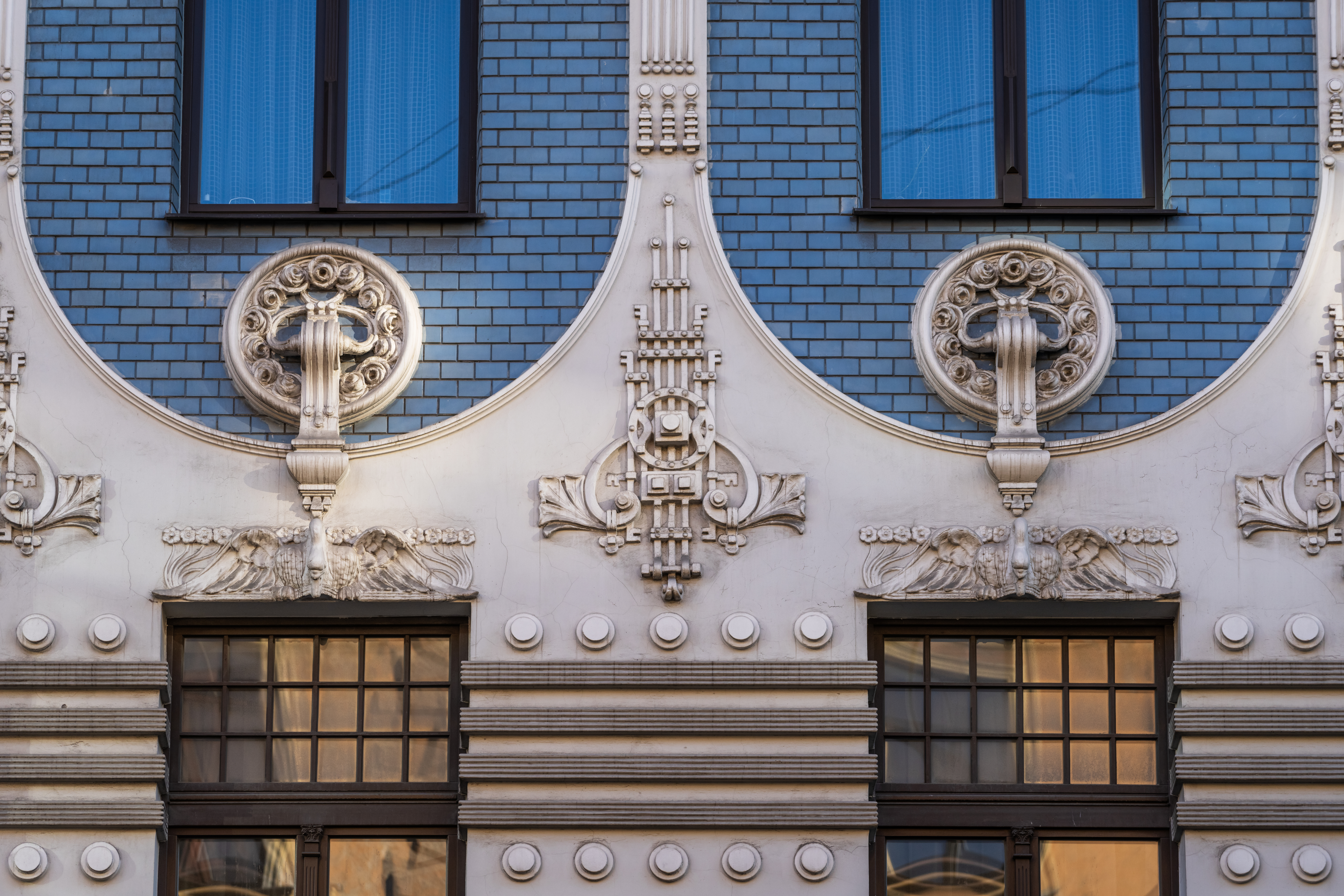 An Art Nouveau ornament on a building built in beginning of the 20th century