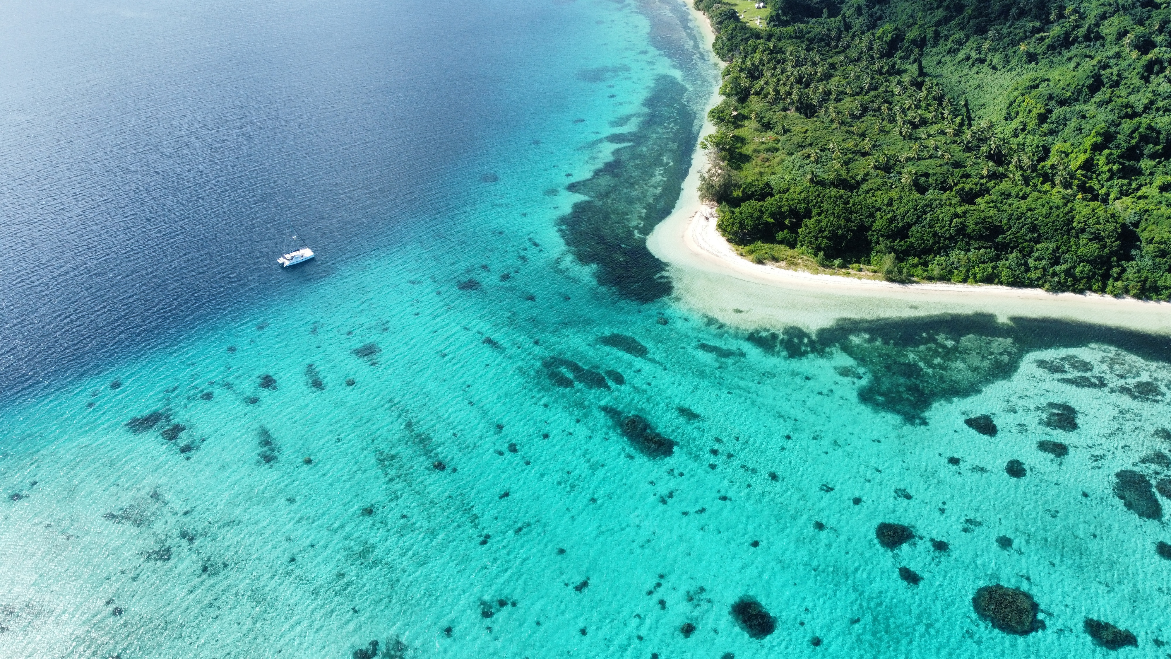 Aerial view of island coast