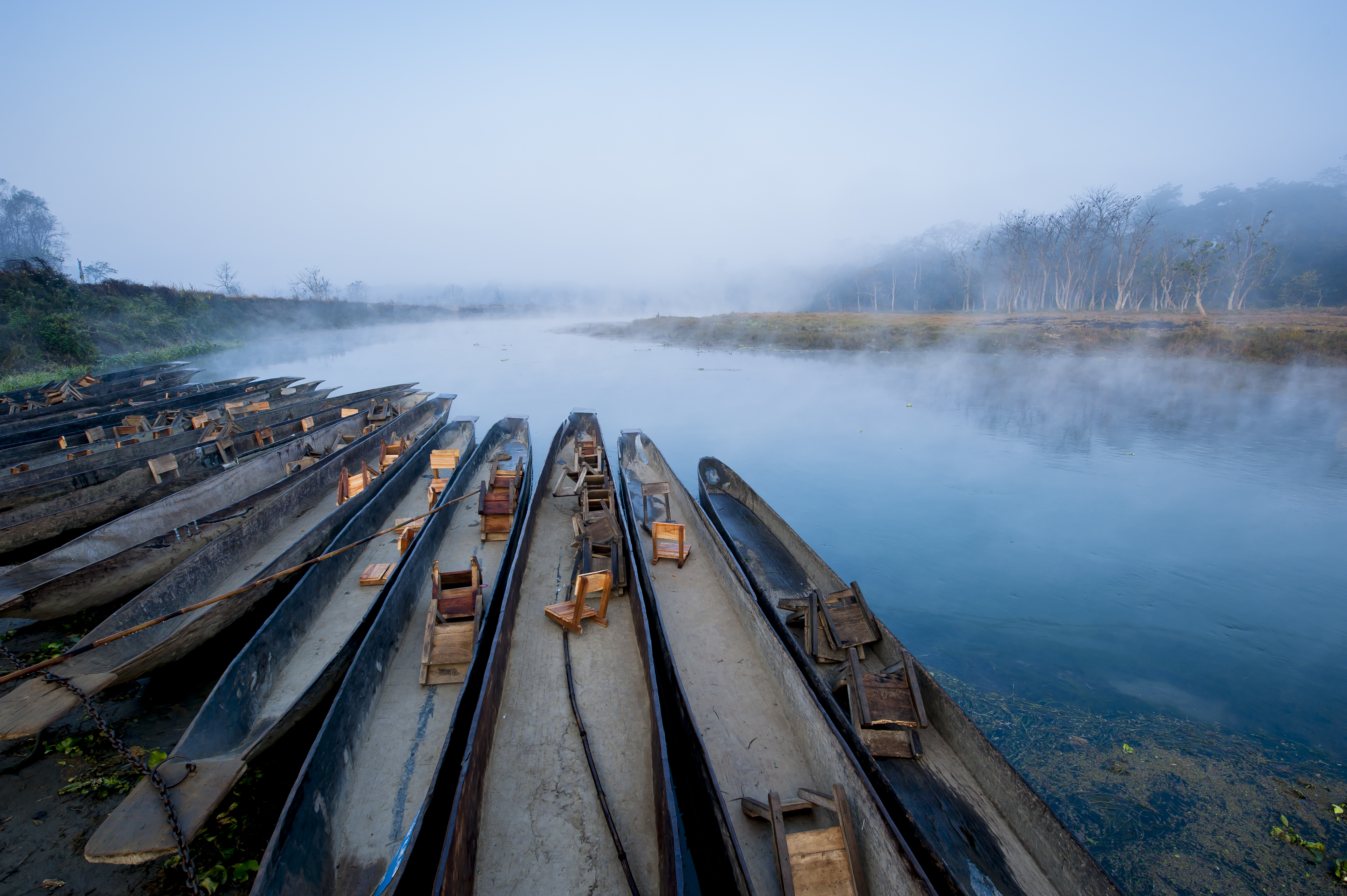 Boats anchoring in East Rapti River