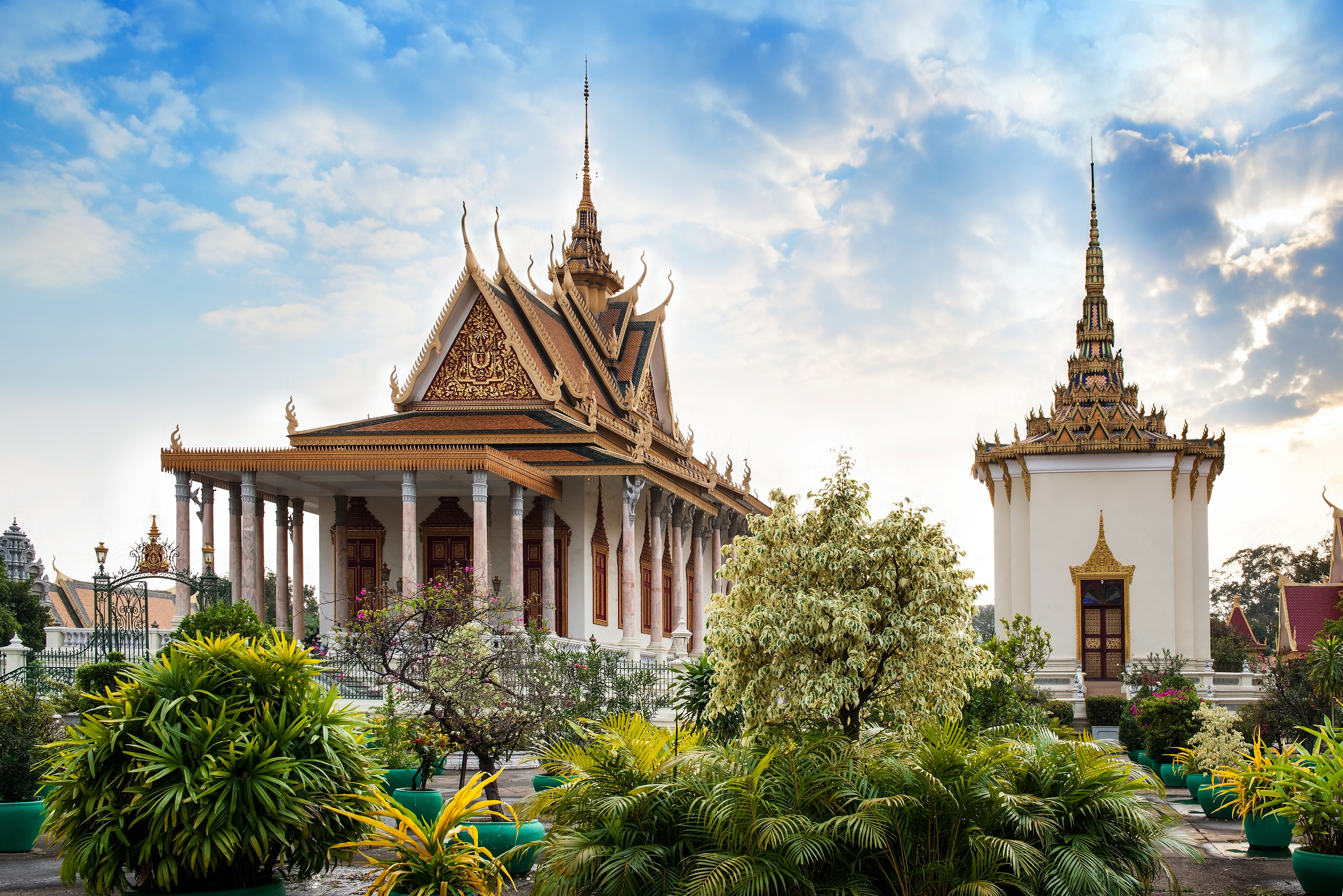 The Silver Pagoda or Wat Preah Keo, Wat Ubosoth Ratanaram or Preah Vihear Preah Keo Morakot is located on the south side of the Royal Palace, Phnom Penh