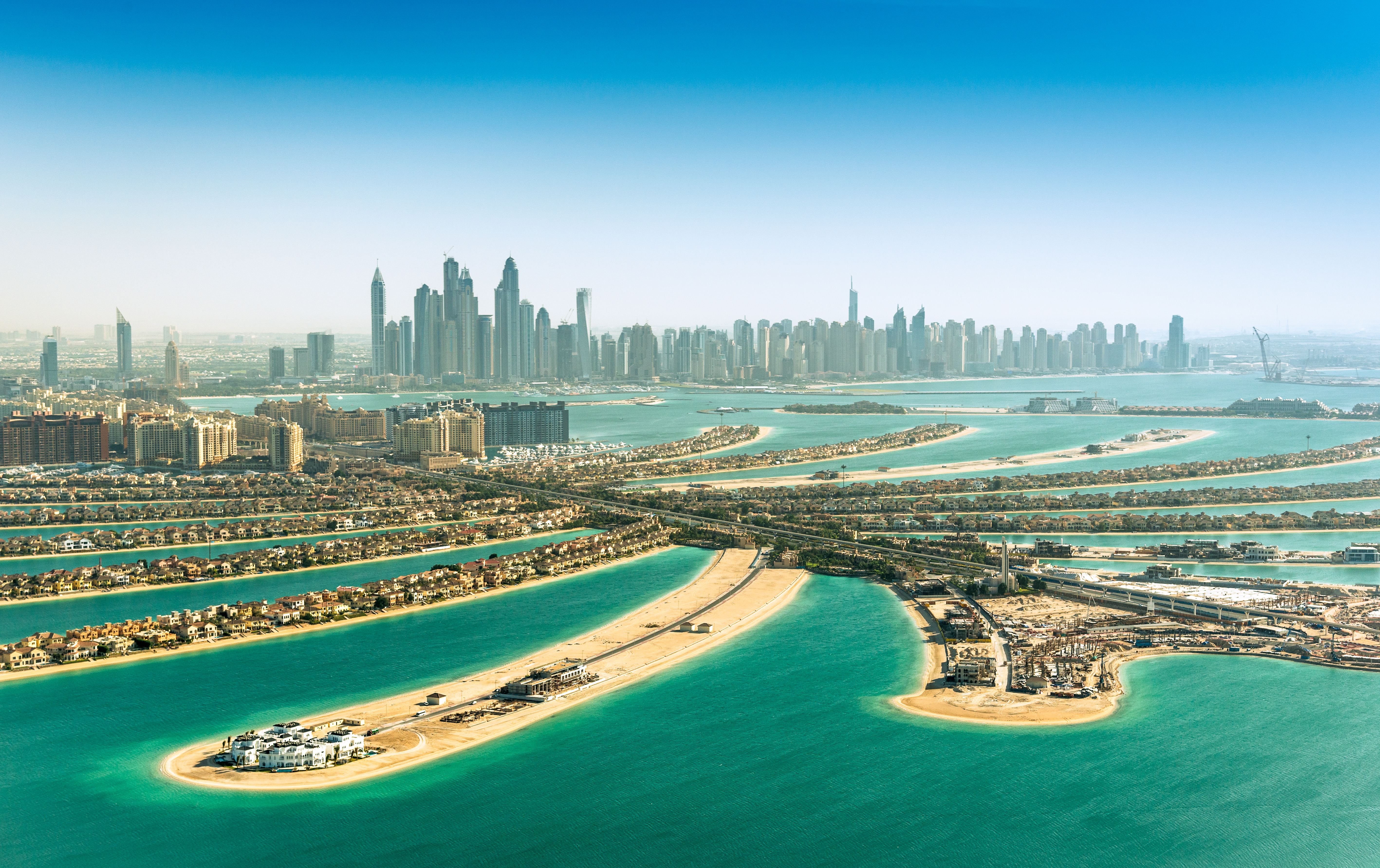 The Palm Jumeirah, with Dubai skyline in background