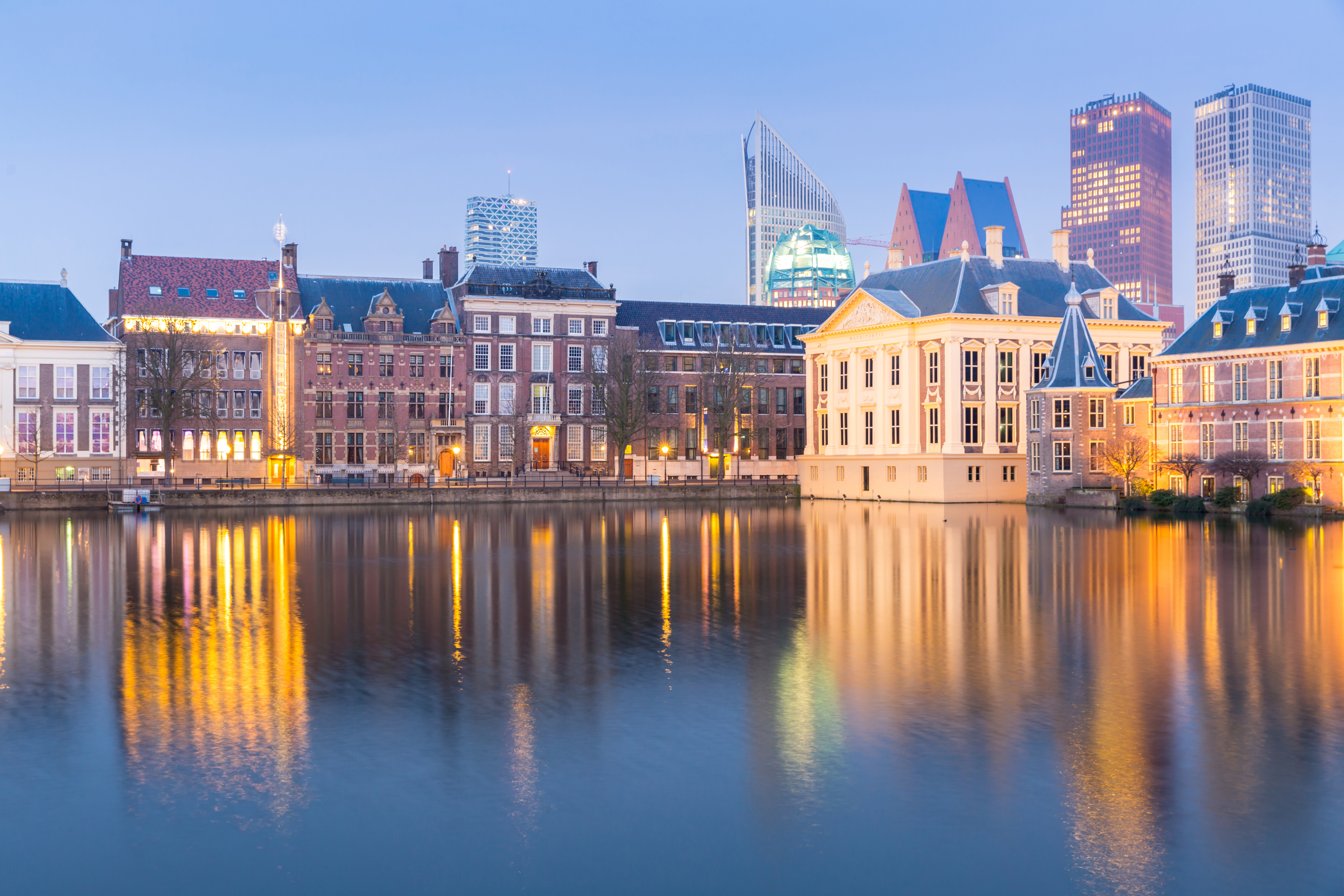 Binnenhof palace, place of Parliament in The Hague at dusk